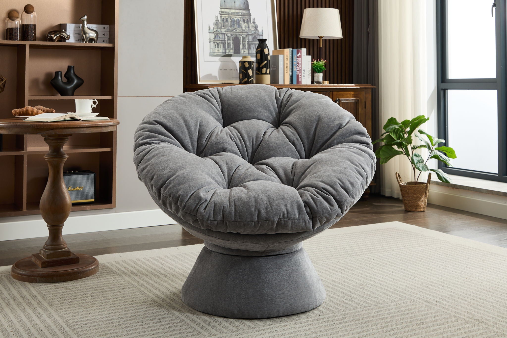 Oversized Swivel Accent Chair, 360 Swivel Barrel Chair, Papasan Chair For Living Room Bedroom - Best Buy Furniture
