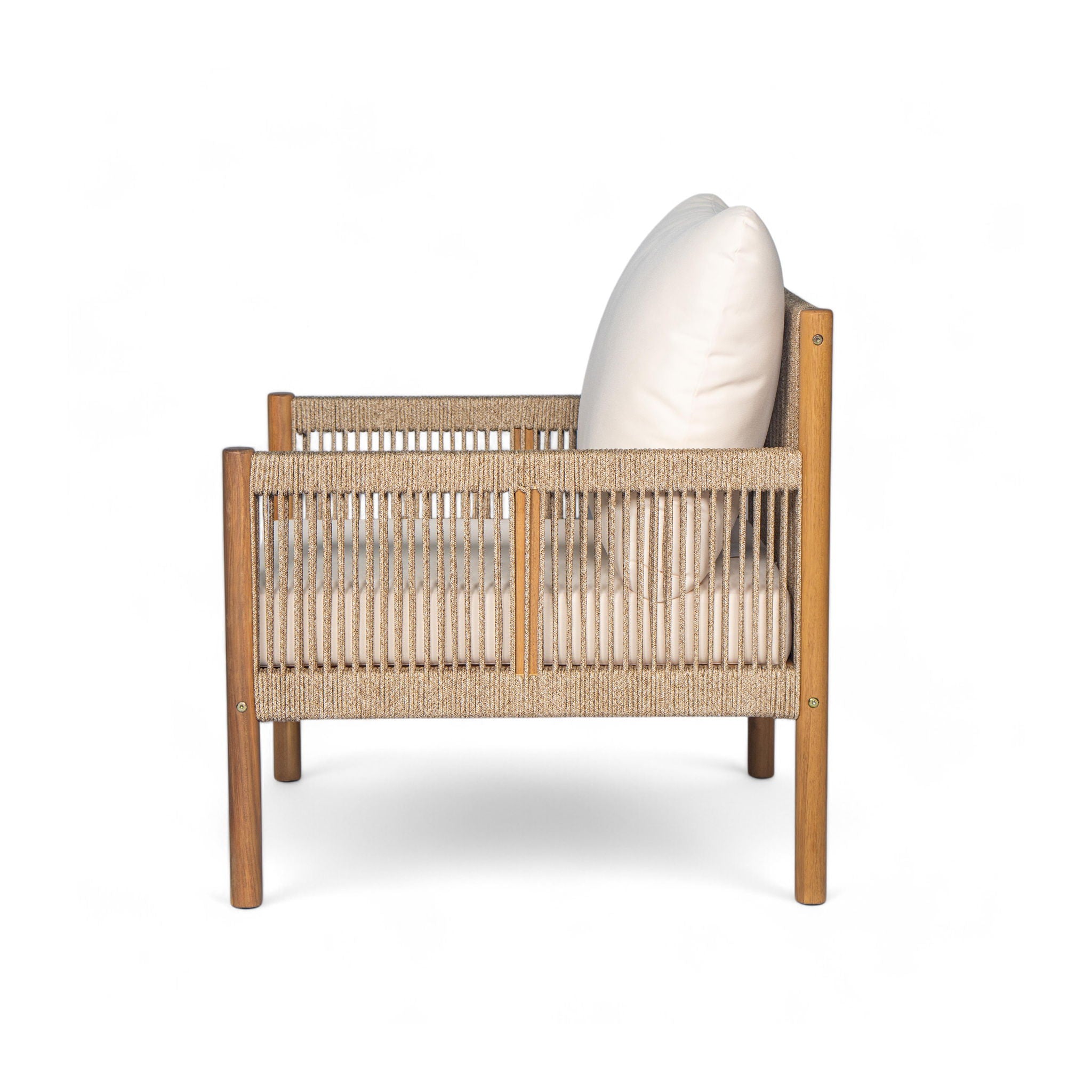 Modern Outdoor Woven Lounge Chair With Solid Wood Frame - Teak - Best Buy Furniture