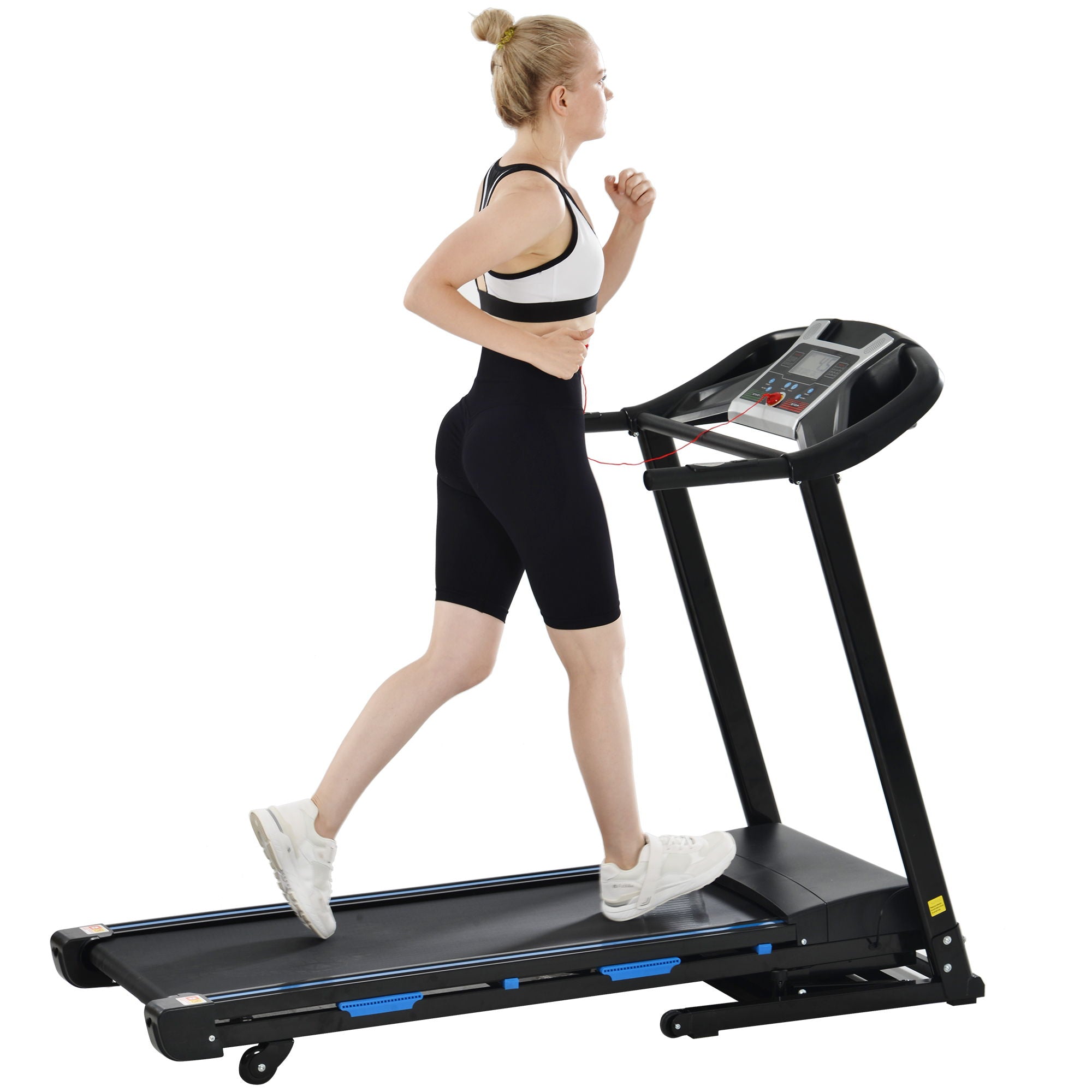 Treadmills For Home, Electric Treadmill With Automatic Incline, Foldable 3.5Hp Workout Running Machine Walking, Double Running Board Shock Absorption Pulse Sensor Bluetooth Speaker App Fitshow - Black - Best Buy Furniture