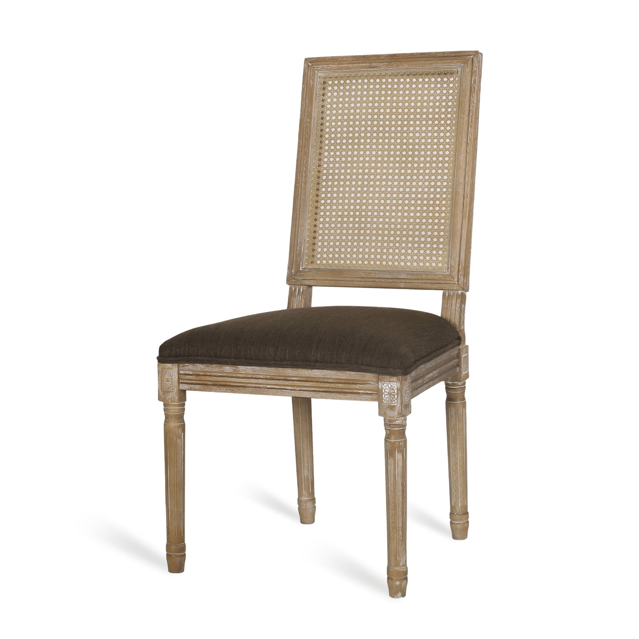 French Country Dining Chair With Rectangular Cane Backrest And Smooth Upholstered Seating - Best Buy Furniture