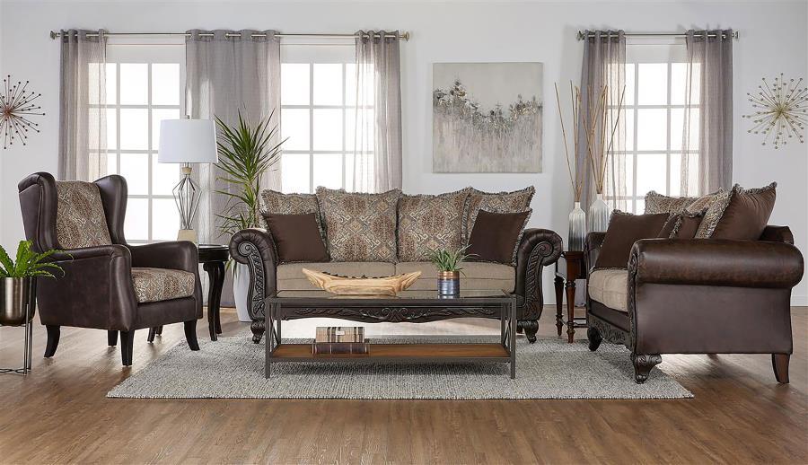 Elmbrook - Upholstered Wingback Accent Club Chair - Brown - Best Buy Furniture