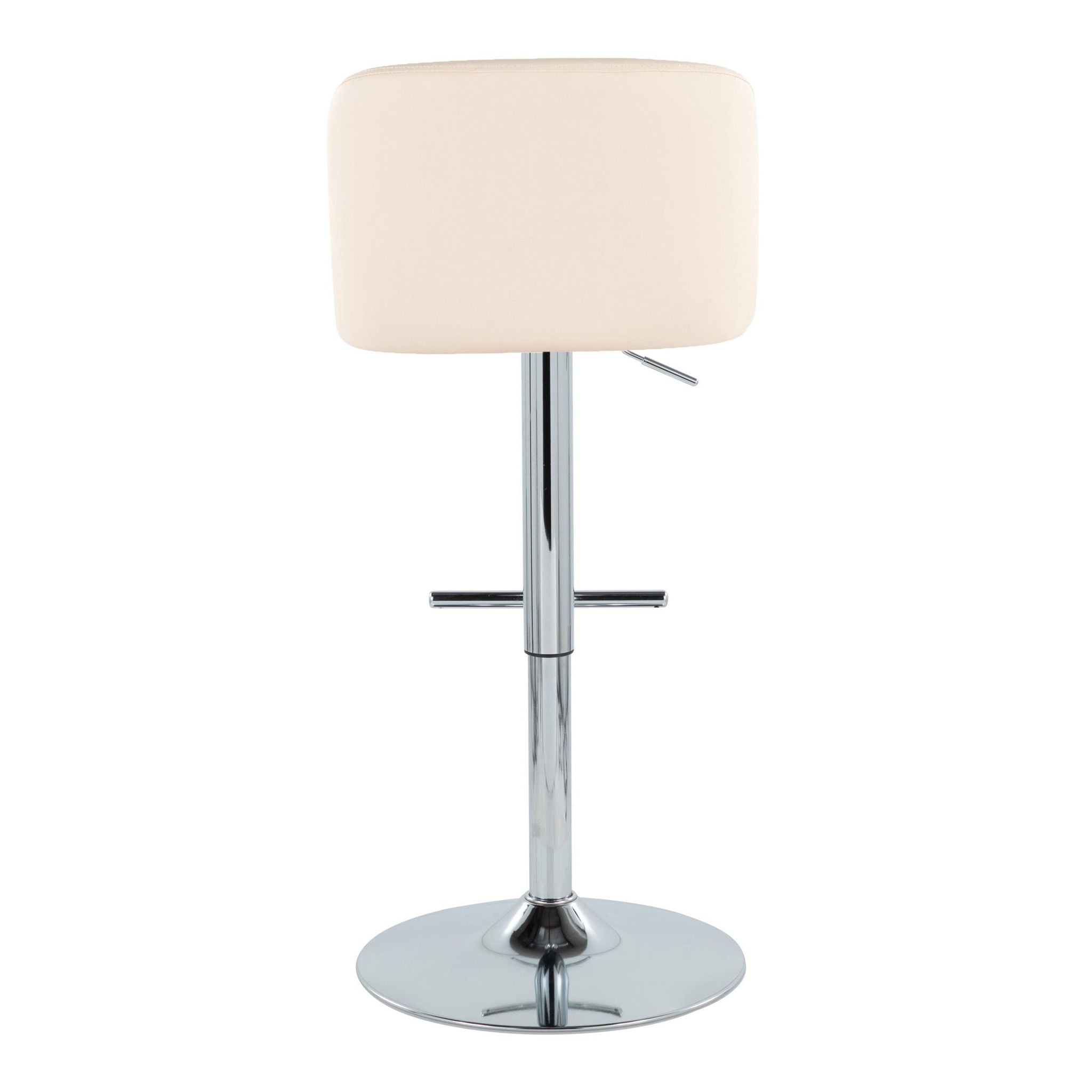 Toriano - Contemporary Adjustable Barstool With Swivel With Straight T Footrest (Set of 2) - Cream / Chrome - Best Buy Furniture