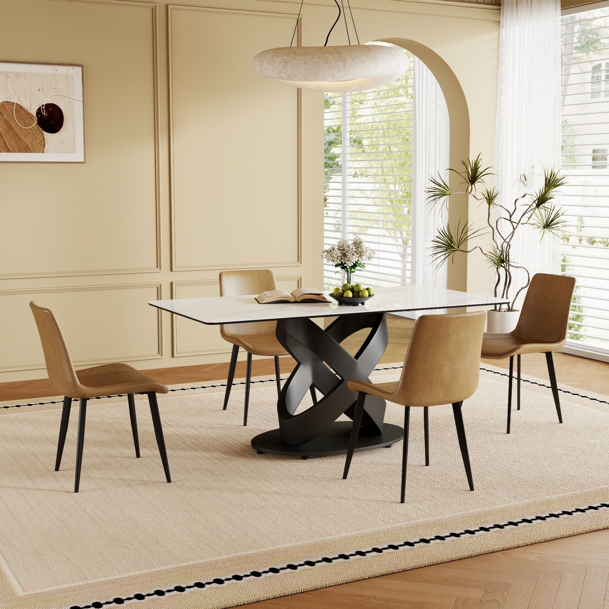 Rectangular Dining Table, For Dinner Party, 4 Chairs - Black / White - Best Buy Furniture