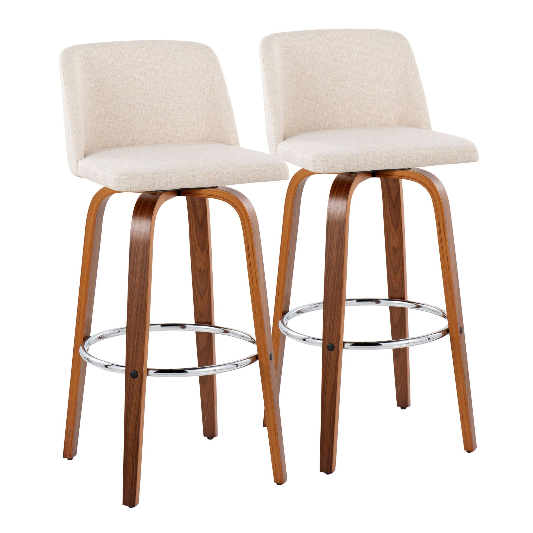 Toriano - Mid Century Modern Fixed Height, Barstool With Swivel With Round Footrest (Set of 2) - Best Buy Furniture