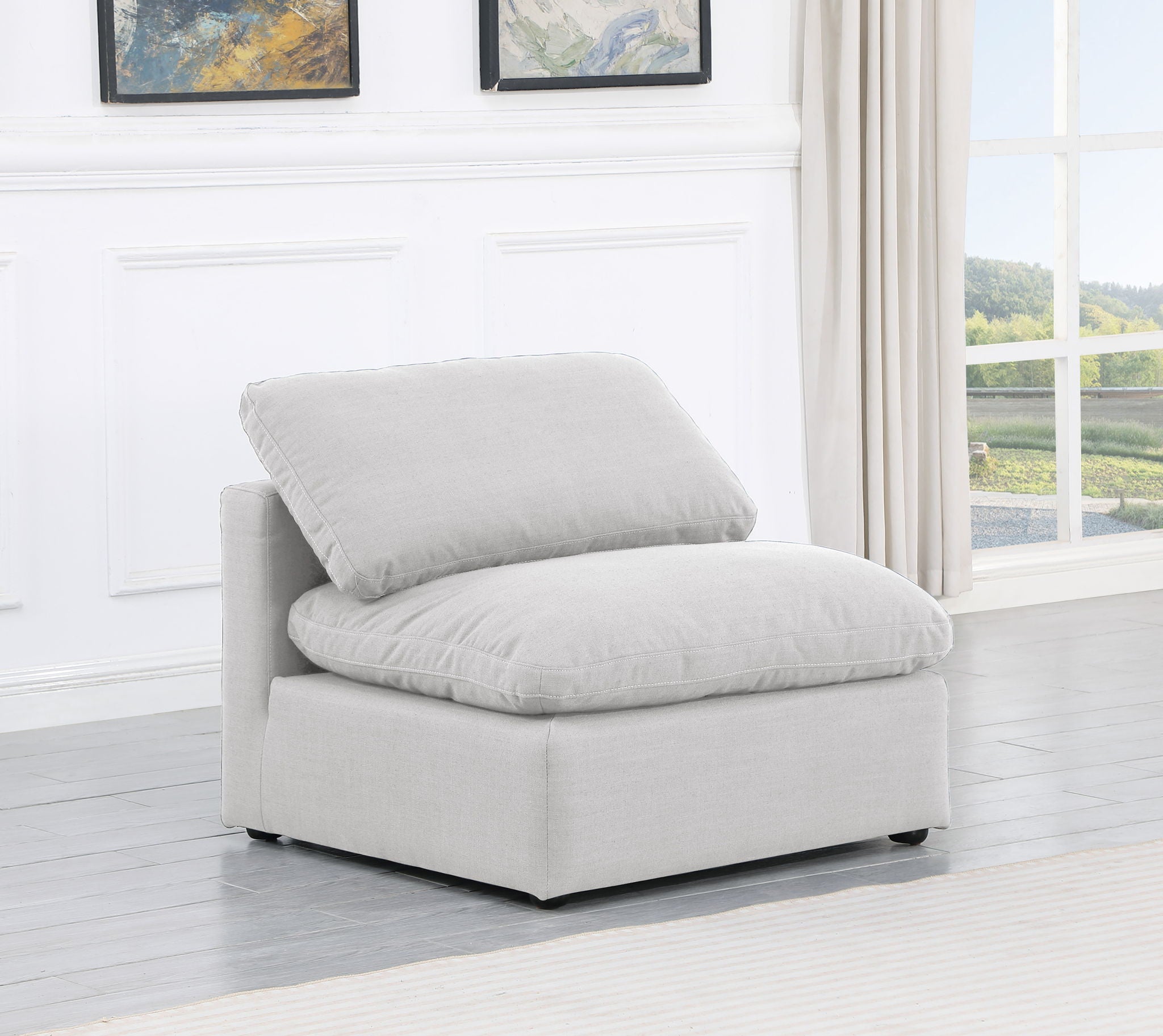 Indulge - Linen Armless Chair - White - Best Buy Furniture
