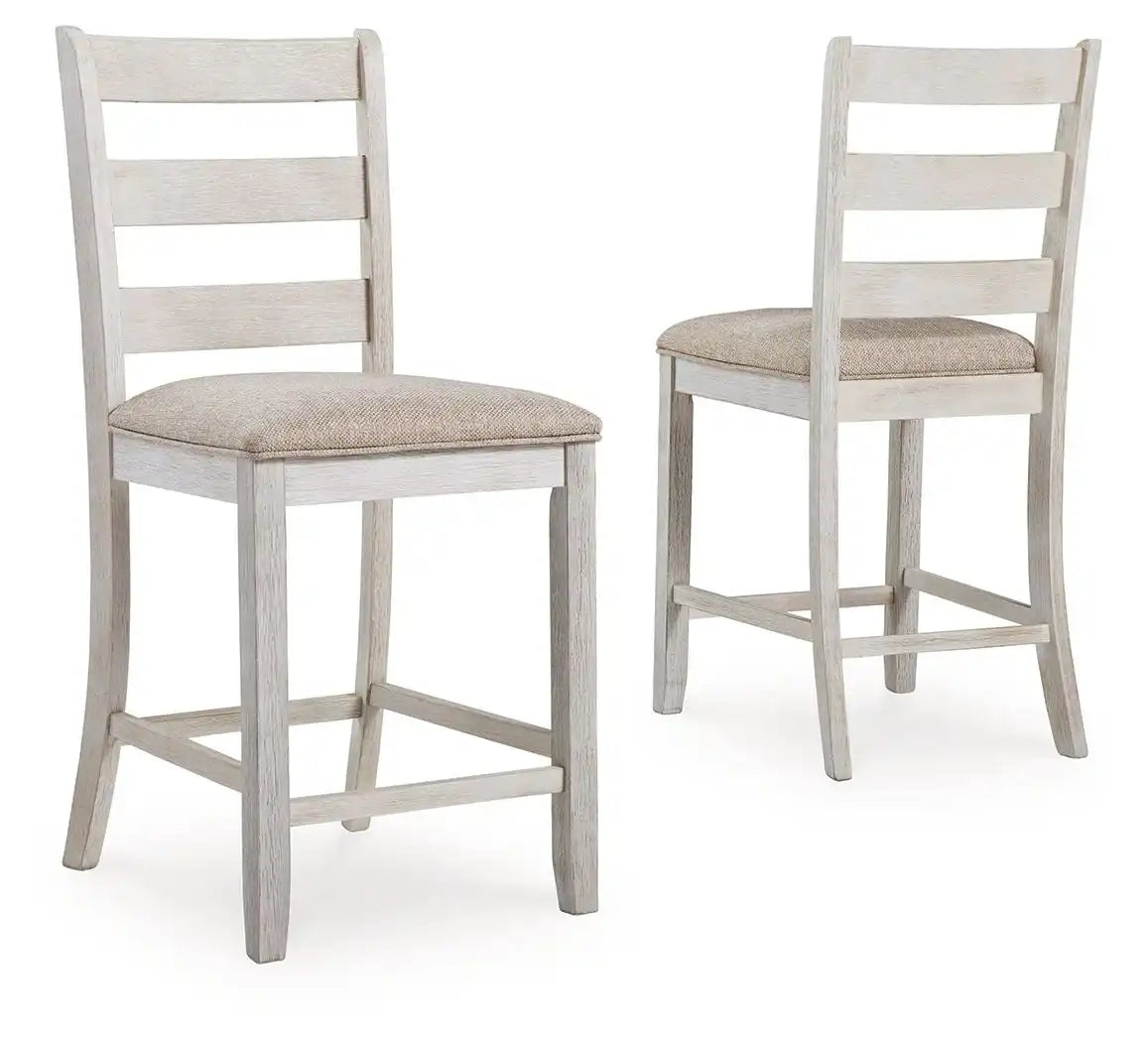 Skempton - Upholstered Barstool (Set of 2) - White - Best Buy Furniture