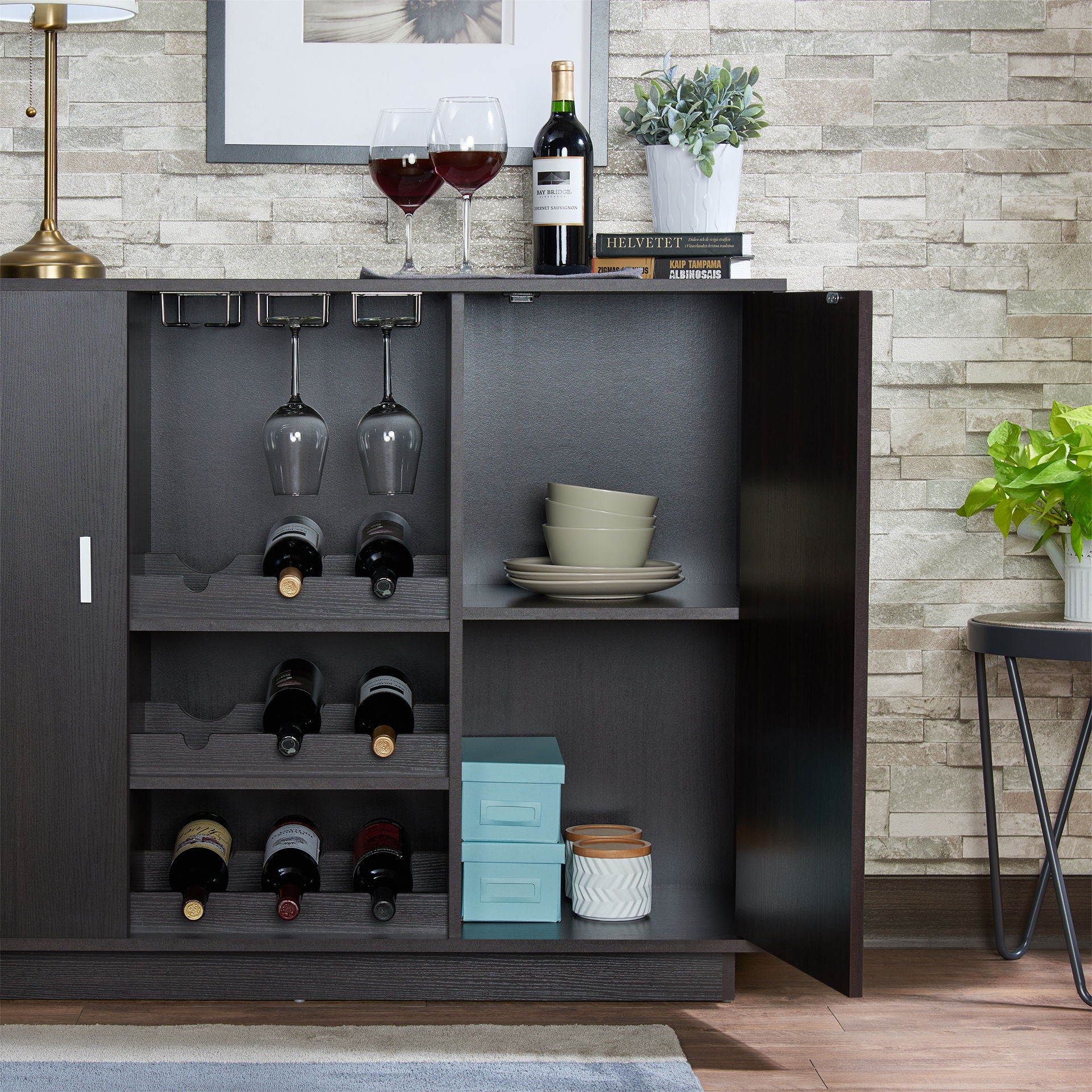 Hazen - Wine Cabinet II - Espresso - Best Buy Furniture