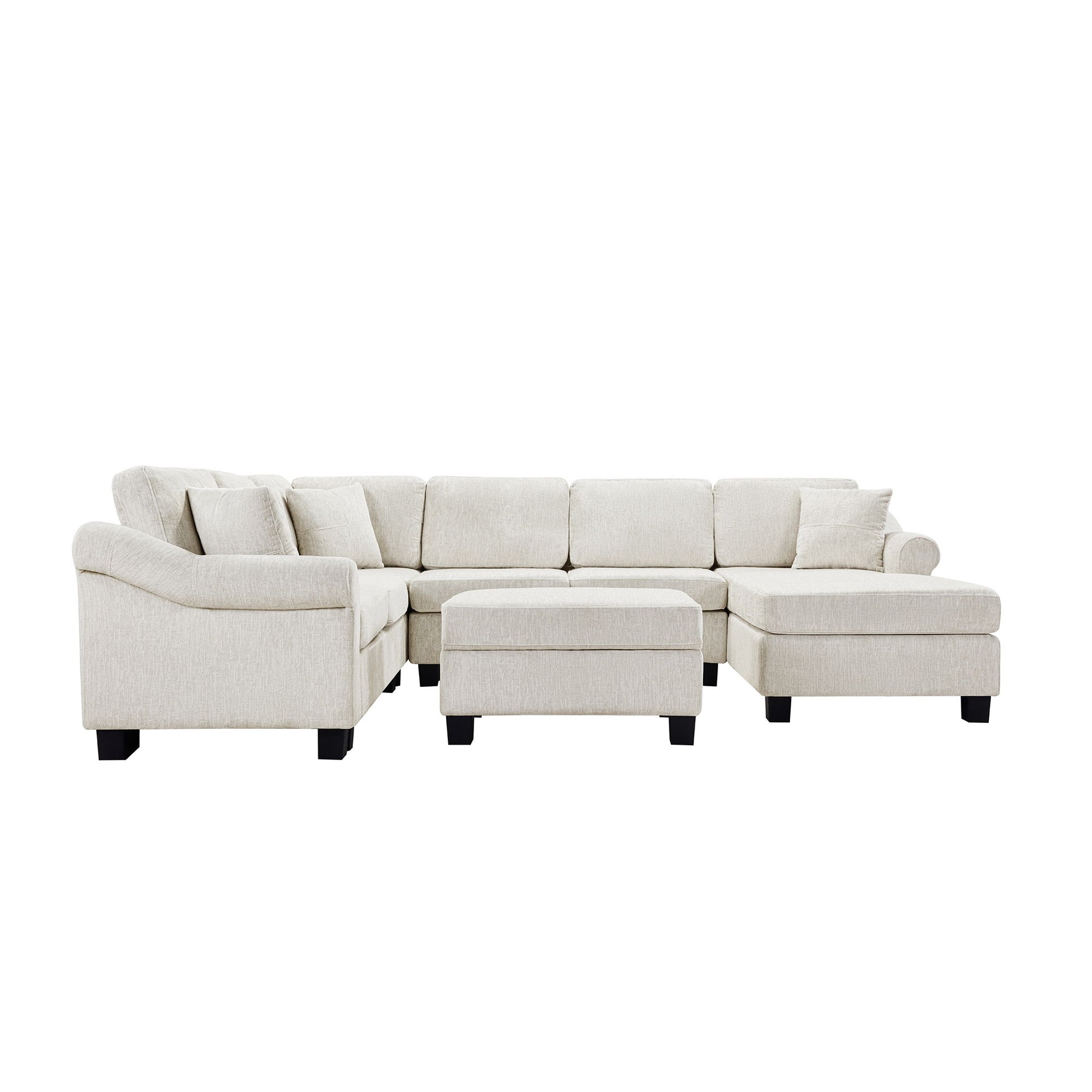 Contemporary U - Shaped Sectional Sofa With Movable Storage Ottoman - Best Buy Furniture