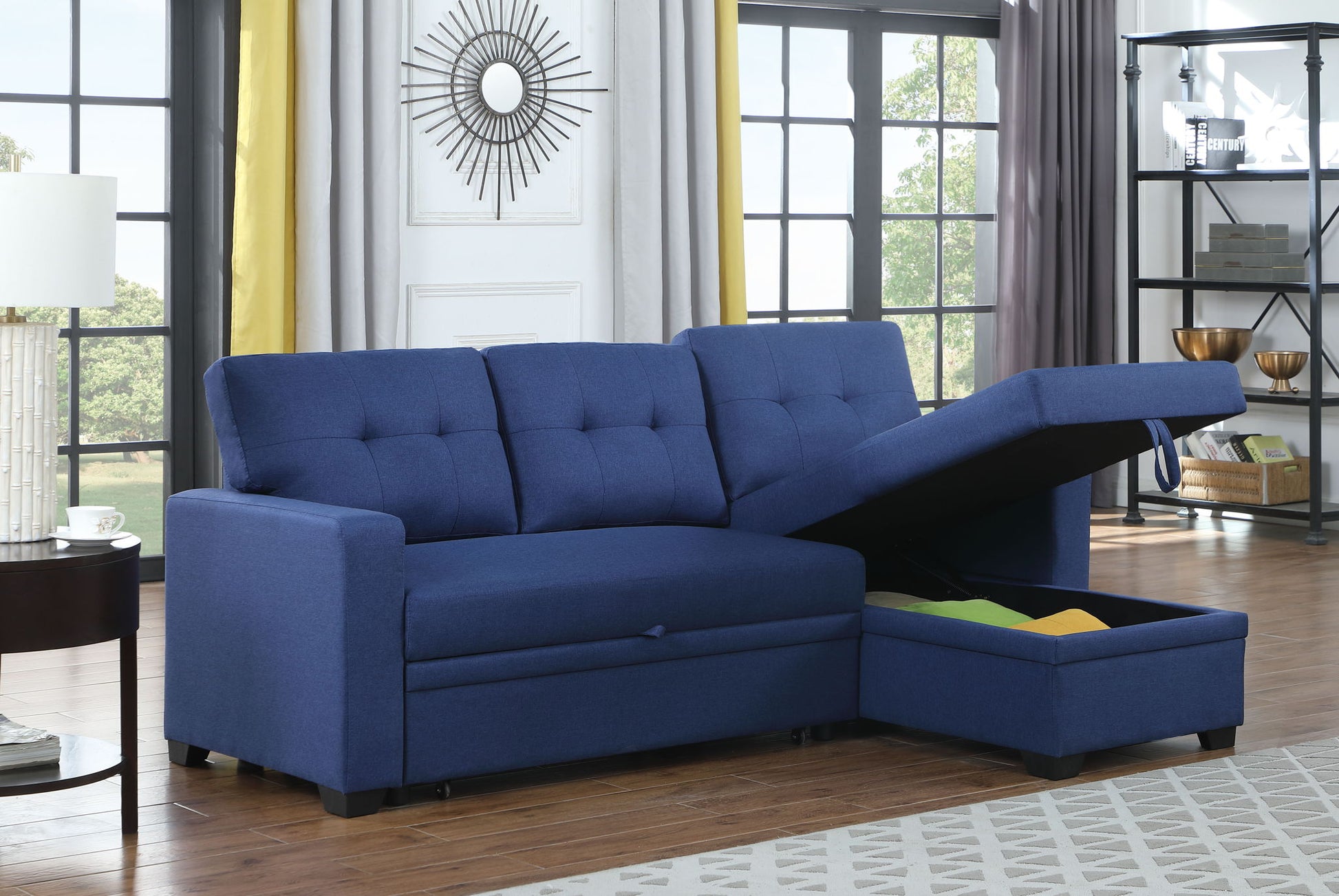 Upholstered Pull Out Sectional Sofa With Chaise - Best Buy Furniture