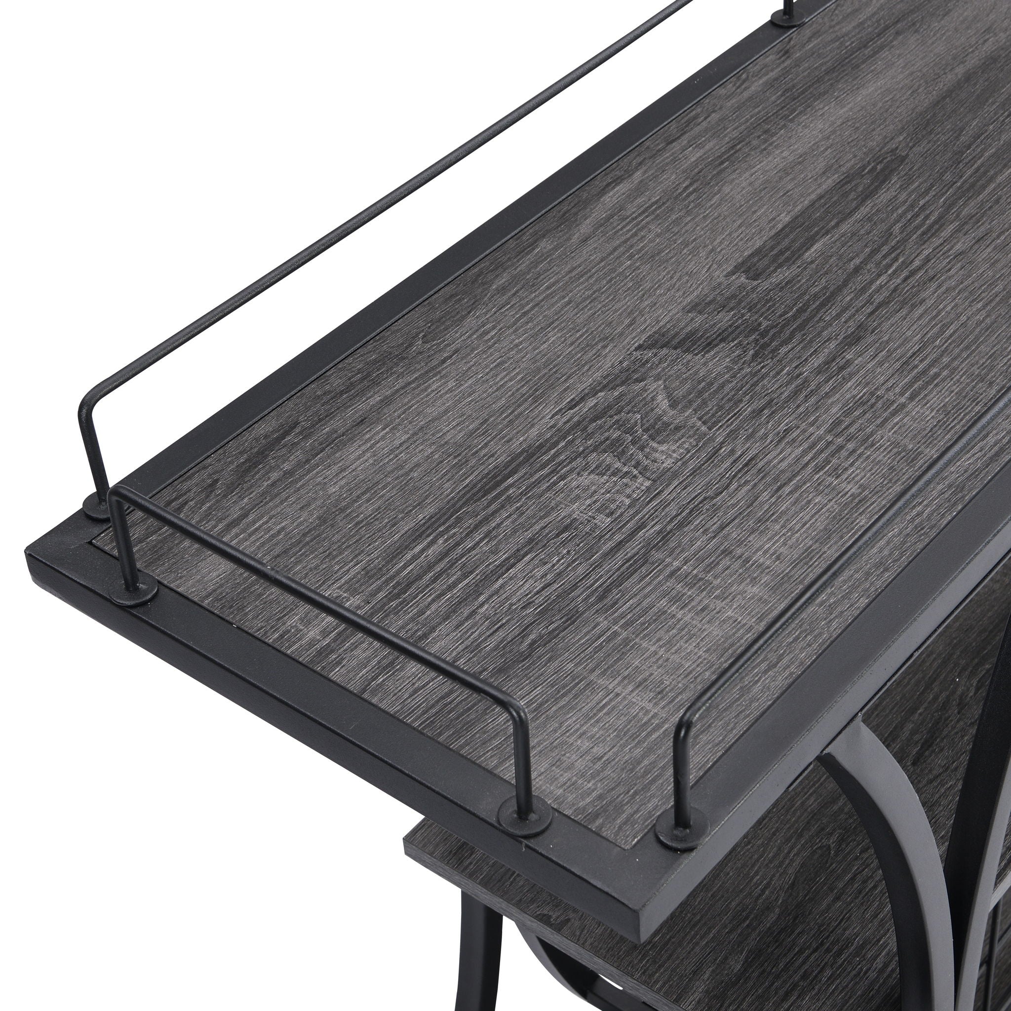 Industrial Bar Cart Kitchen Bar & Serving Cart For Home With Wheels 3 Tier Storage Shelves - Black / Gray - Best Buy Furniture