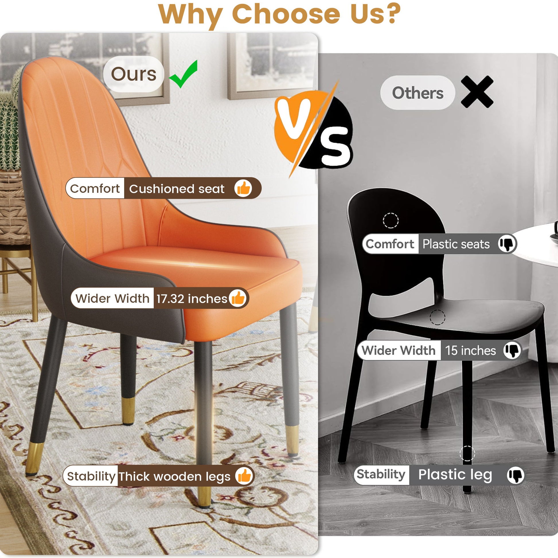 Modern PU Sponge-Filled Dining Chair, Solid Wood Metal Legs, Suitable For Restaurants, Living Rooms And Rooms (Set of 2) - Best Buy Furniture