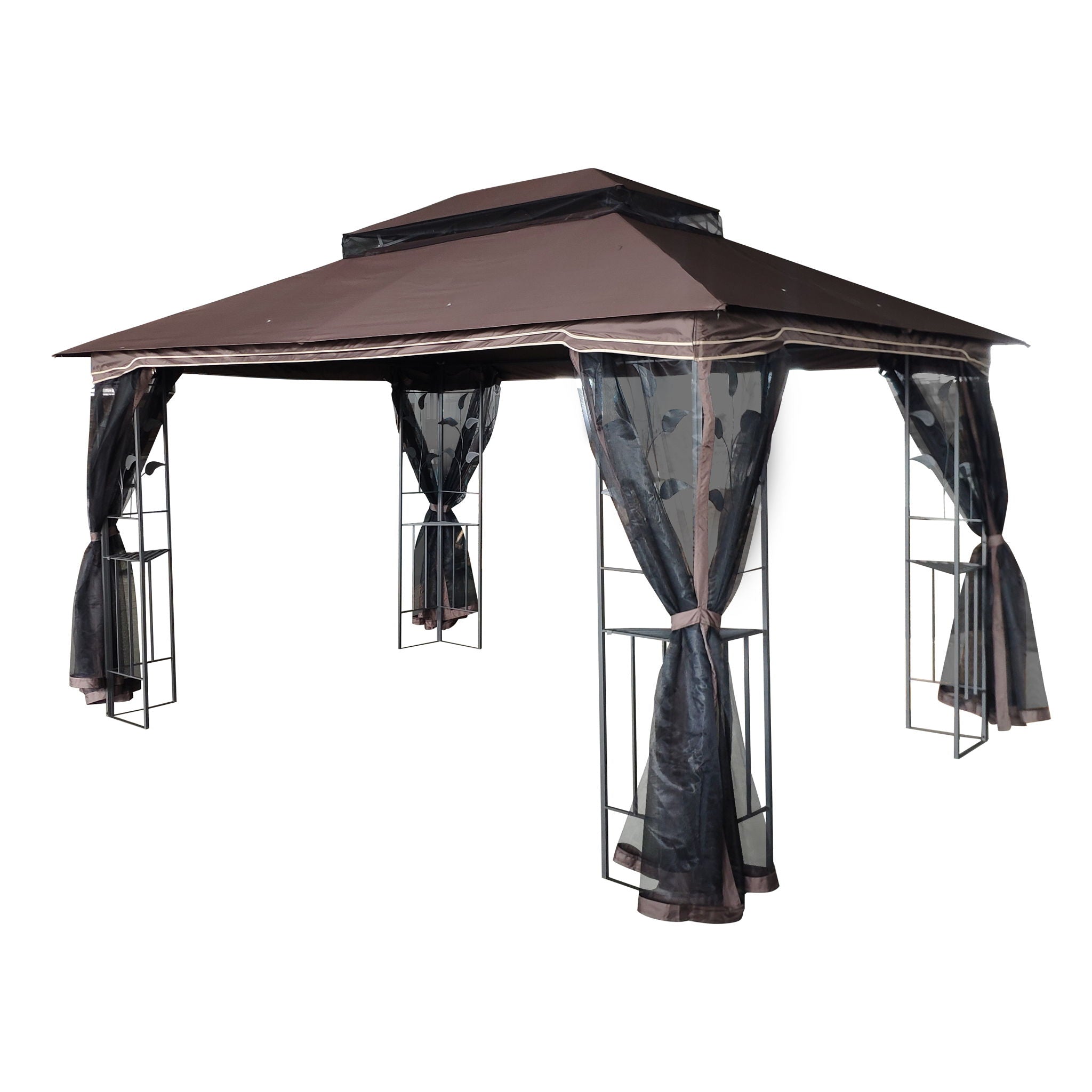 Patio Gazebo Tent With Ventilated Double Roof And Mosquito Net For Backyard Or Garden - Best Buy Furniture