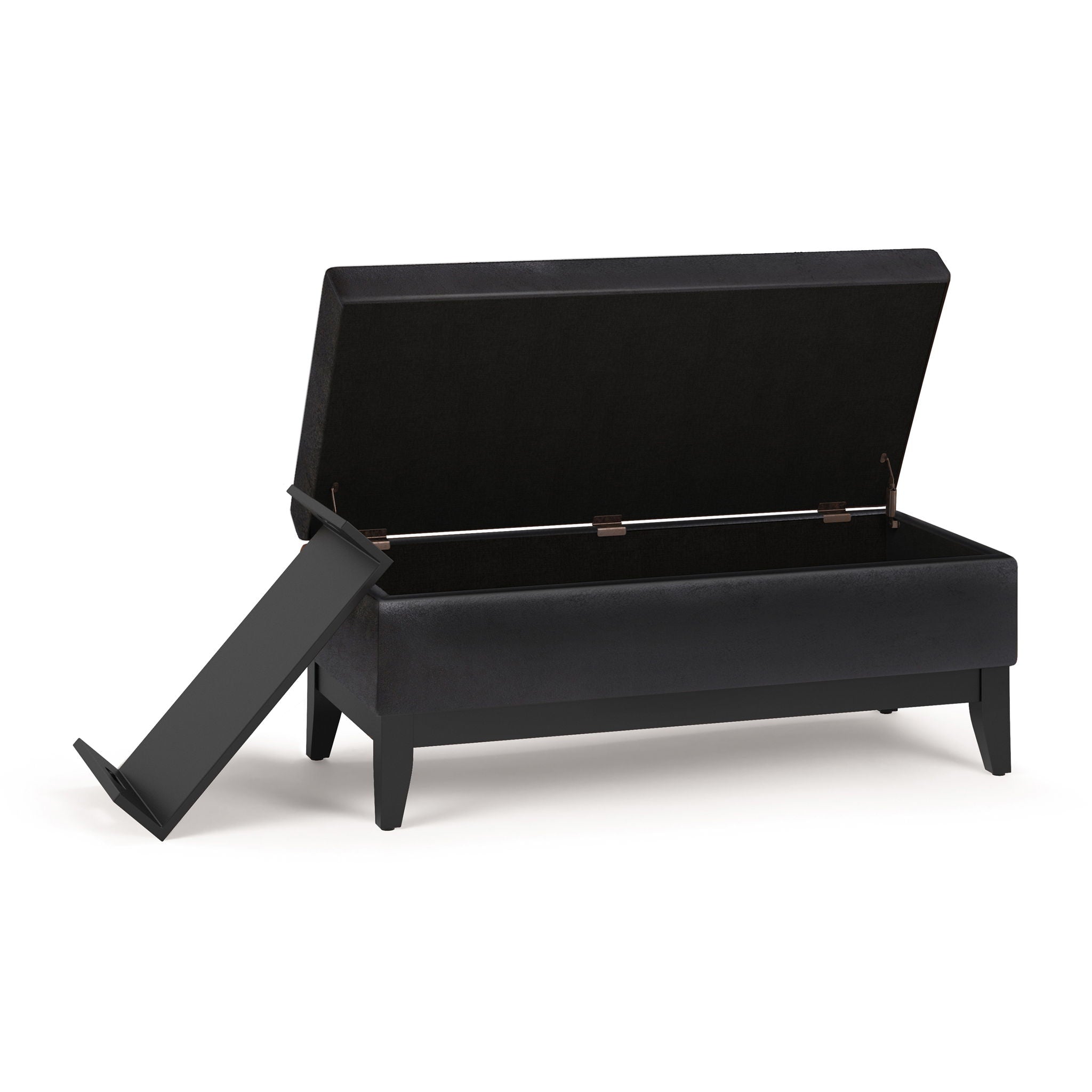 Oregon - Storage Ottoman Bench With Tray - Distressed Black - Best Buy Furniture