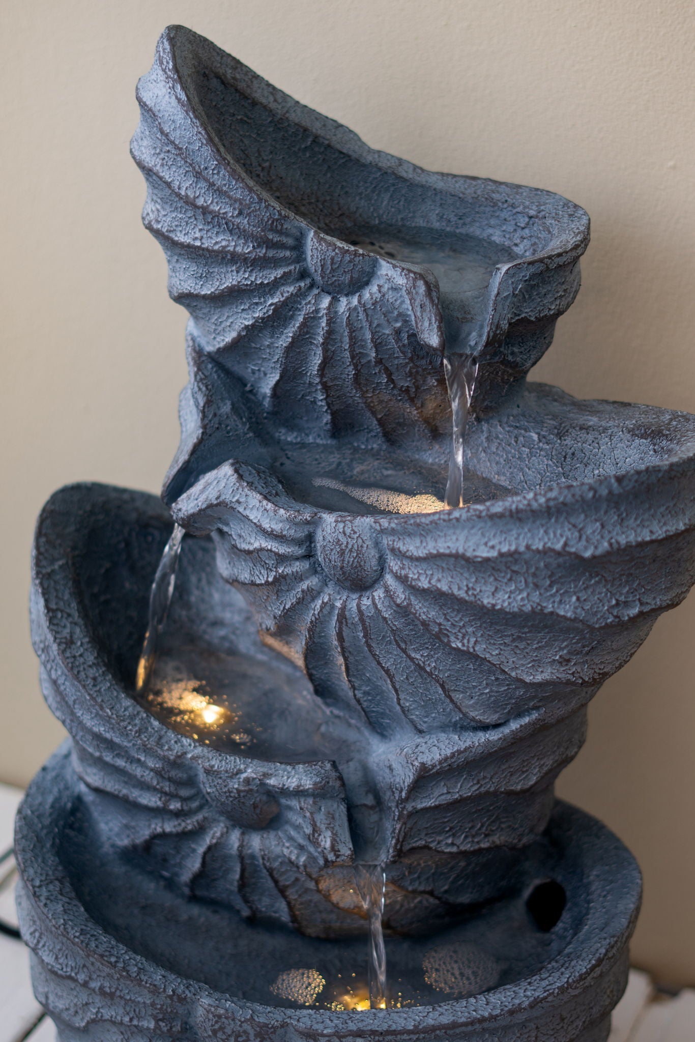 Decorative 4 Tier Nautilus Shell Water Fountain With Light For Indoor Outdoor - Blue - Best Buy Furniture