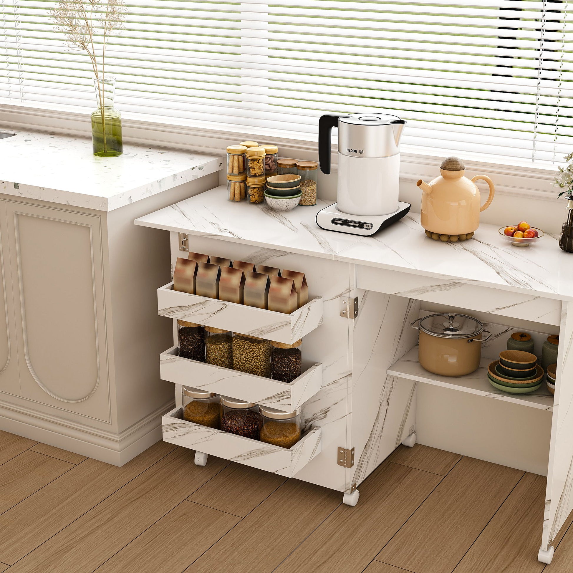 4 In 1 Folding Sewing Table With Lockable Wheels, Multi Functional Craft Station - White - Best Buy Furniture