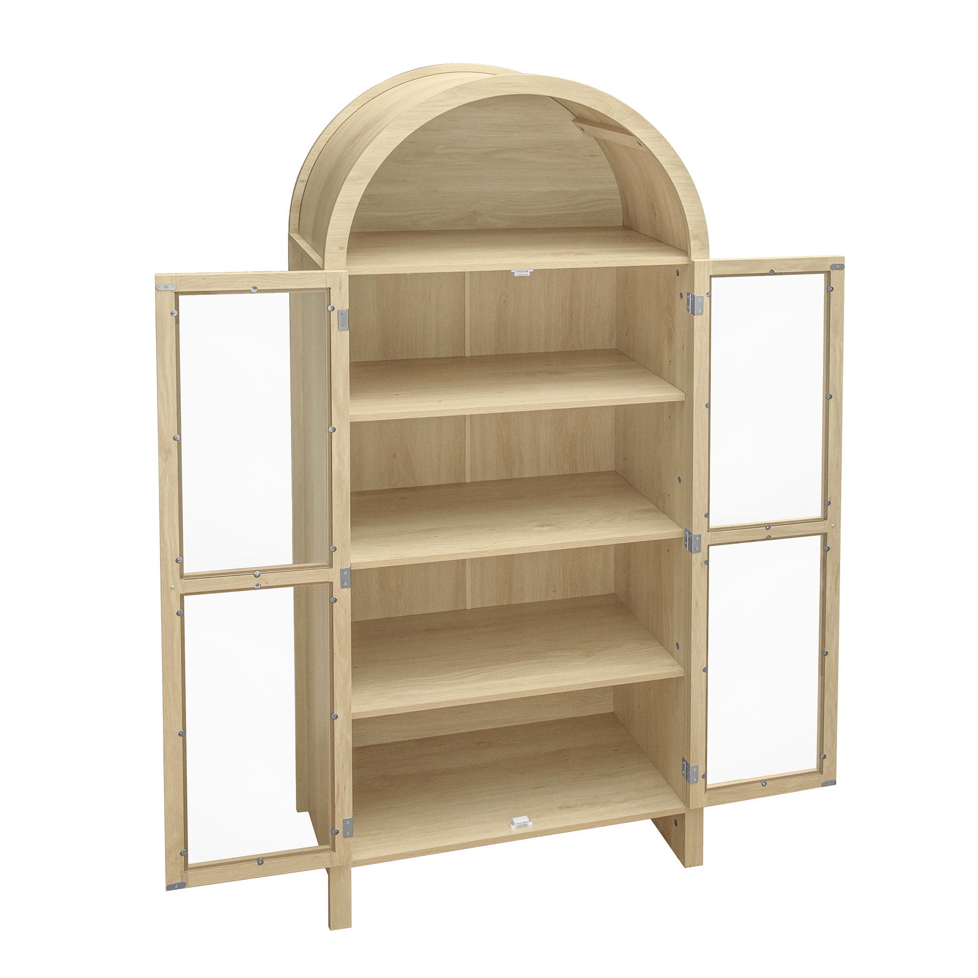 Tall Arched Kitchen Pantry, Modern Farmhouse Wood Kitchen Storage Cabinets, Arched Storage Display Cabinet With Adjustable Shelves, Versatile Cupboard For Kitchen, Dining Room - Natural - Best Buy Furniture