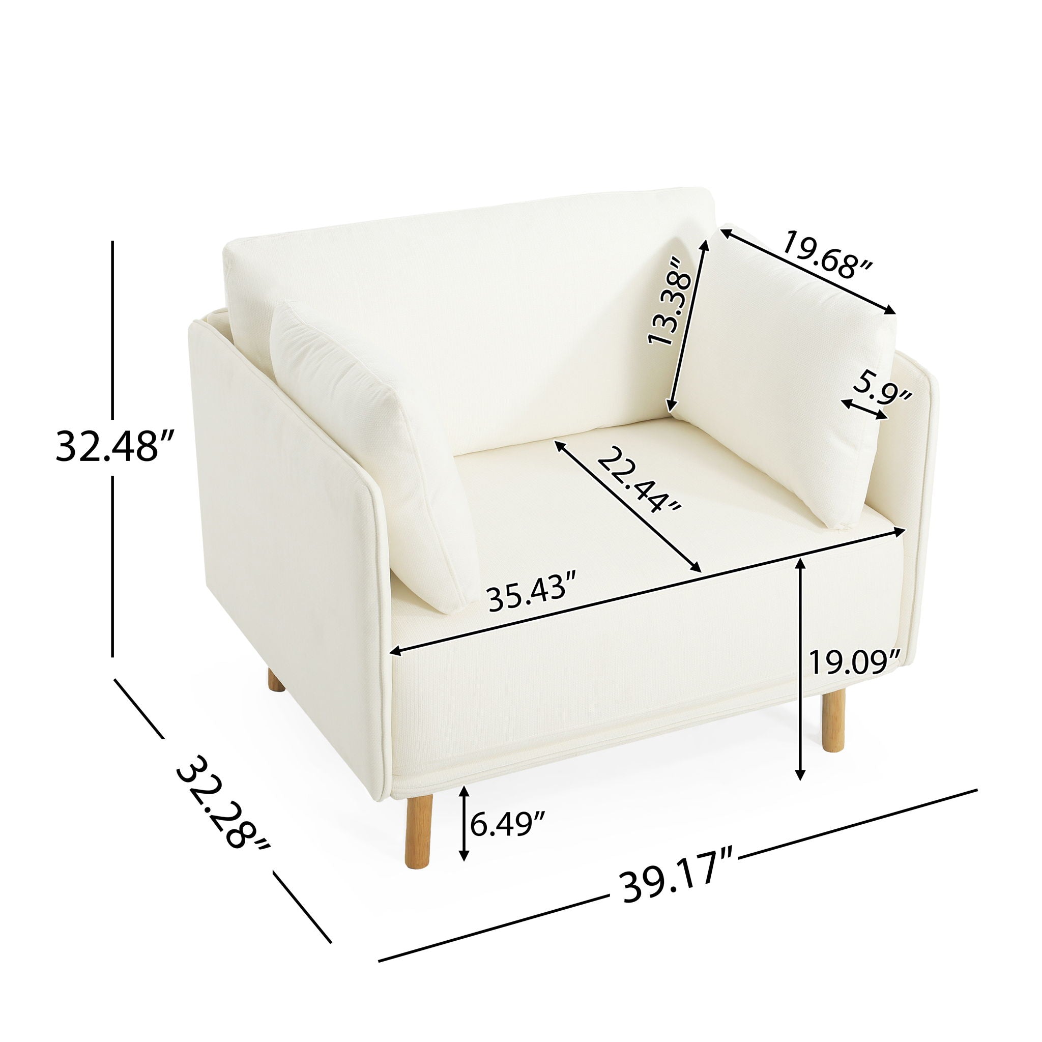 Modern Upholstered Accent Chair With Soft Cushions, Sleek Armrest Design - Best Buy Furniture