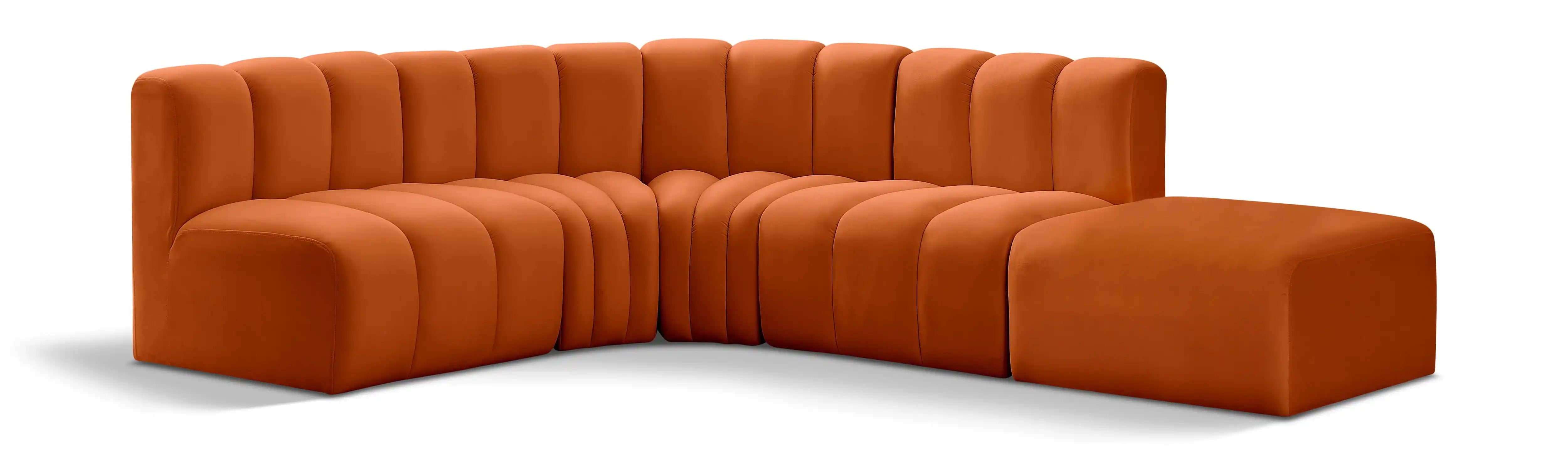 Arc - Velvet 5 Piece Corner Modular Sofa - Best Buy Furniture
