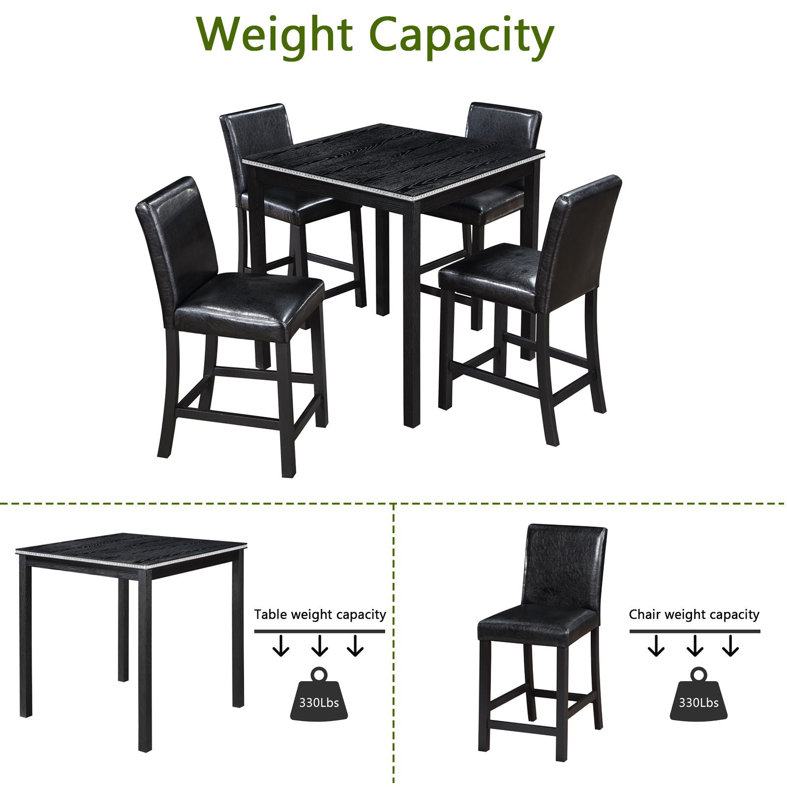 5 Pieces Counter Height Table Set, Kitchen Table With Square Table And 4 Upholstered Chairs - Best Buy Furniture