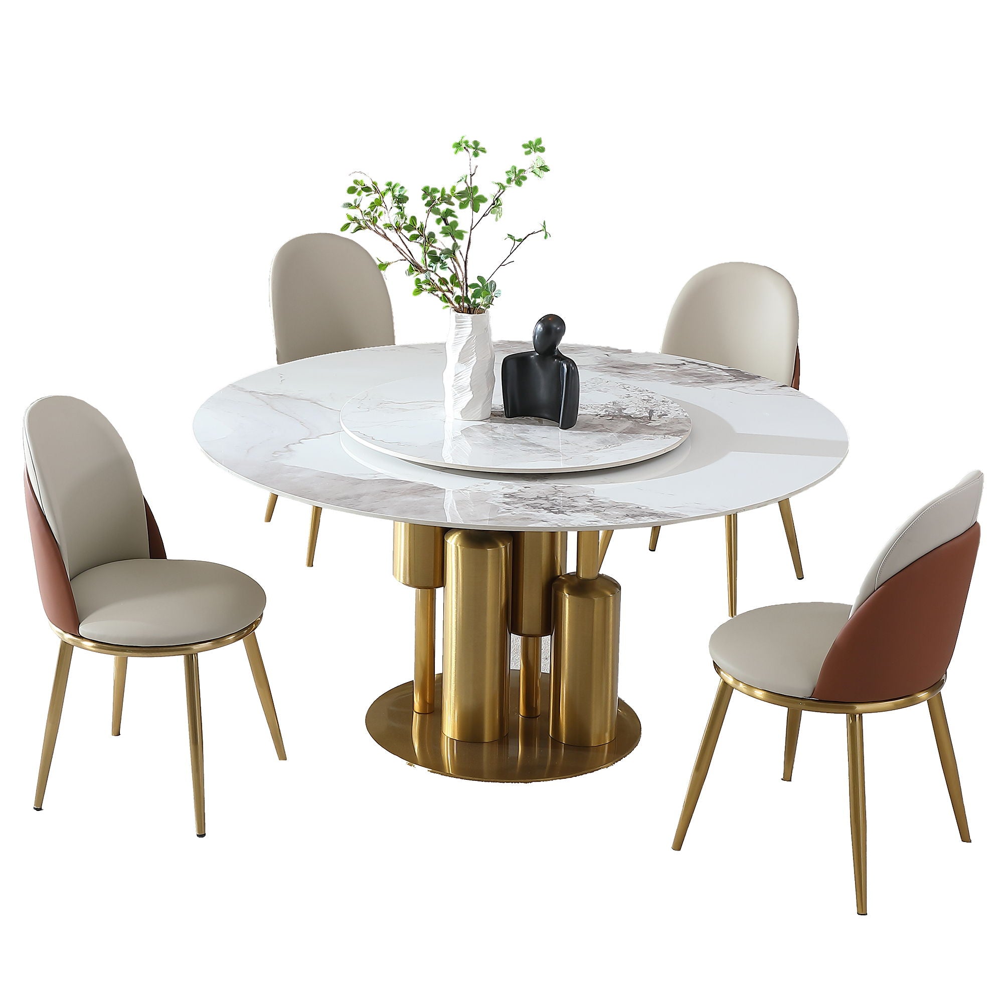 Round Stone Burning Table, Modern Marble Dining Table With Chairs - Best Buy Furniture