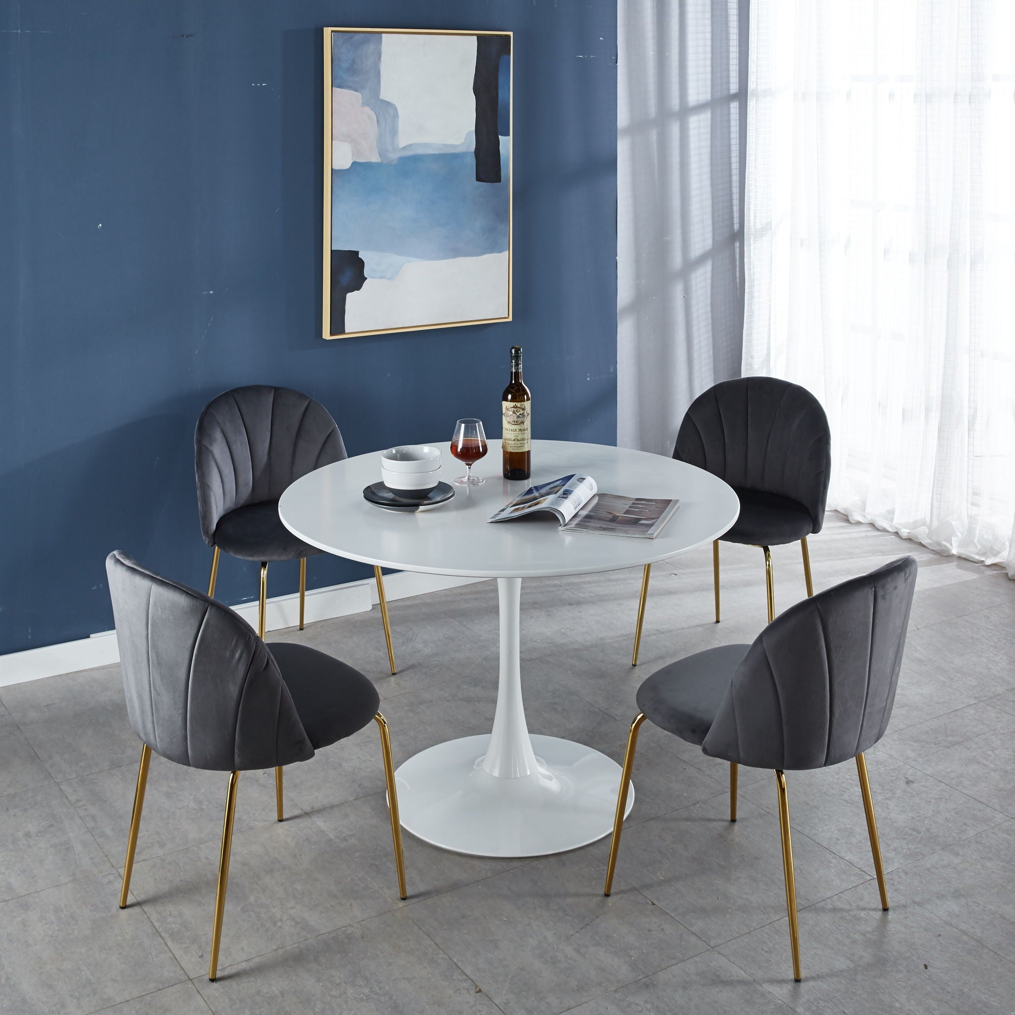 Tulip Table Mid-Century Dining Table With Round MDF Table Top, Pedestal Dining Table, End Table Leisure Coffee Table - Best Buy Furniture