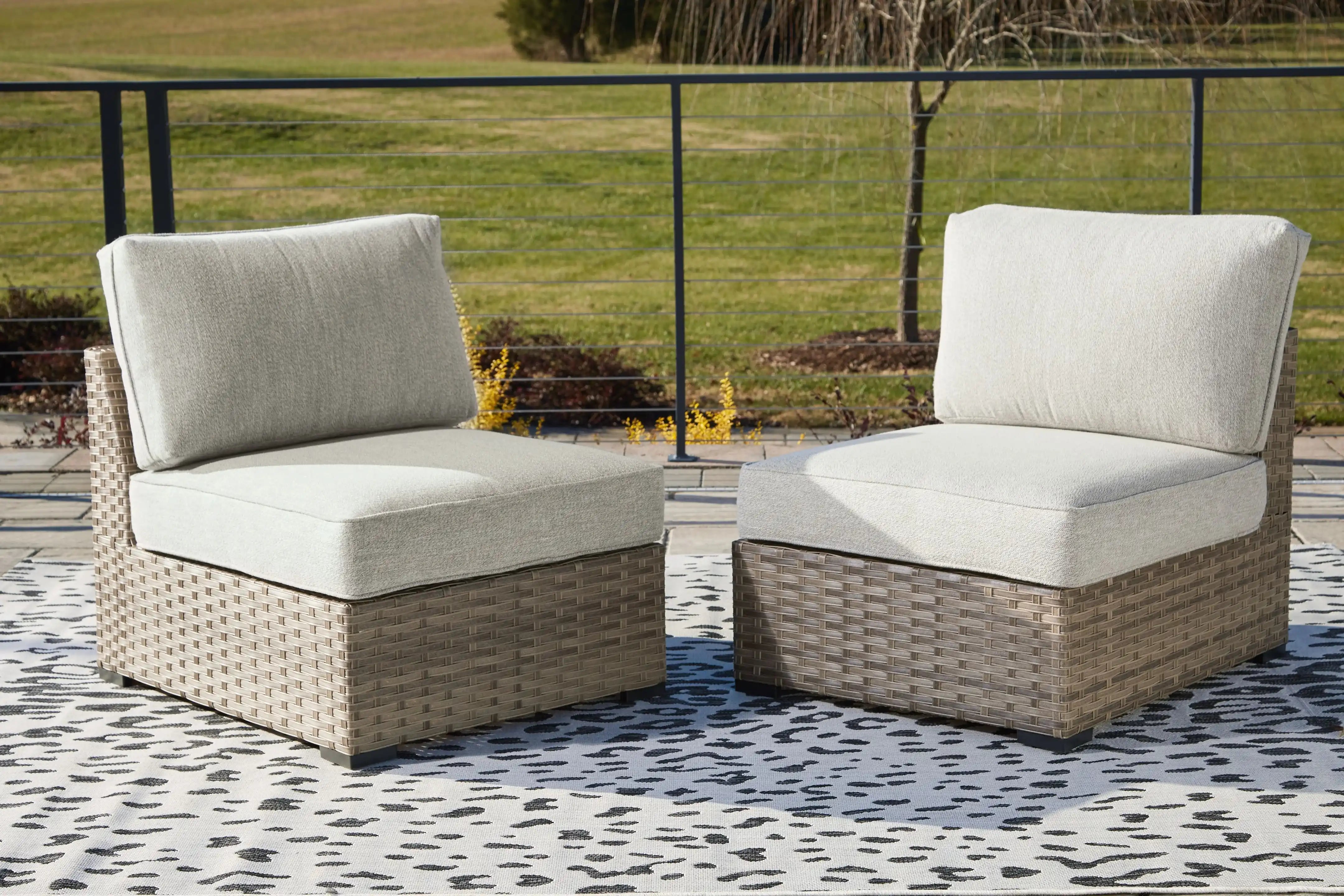 Calworth - Armless Chair w/Cushion (Set of 2) - Beige - Best Buy Furniture