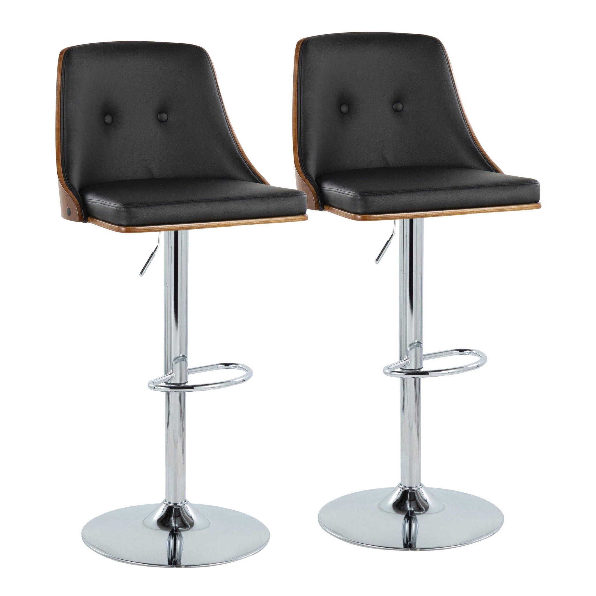 Gianna - Mid Century Modern Adjustable Barstool With Swivel With Oval Footrest (Set of 2) - Best Buy Furniture