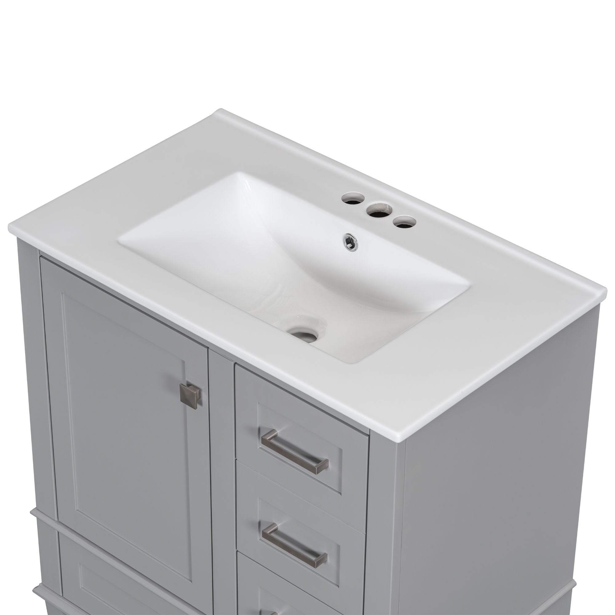 Bathroom Vanity, Modern Bathroom Cabinet With Sink Combo Set, Bathroom Storage Cabinet With A Soft Closing Door And 3 Drawers, Solid Wood Frame - Best Buy Furniture