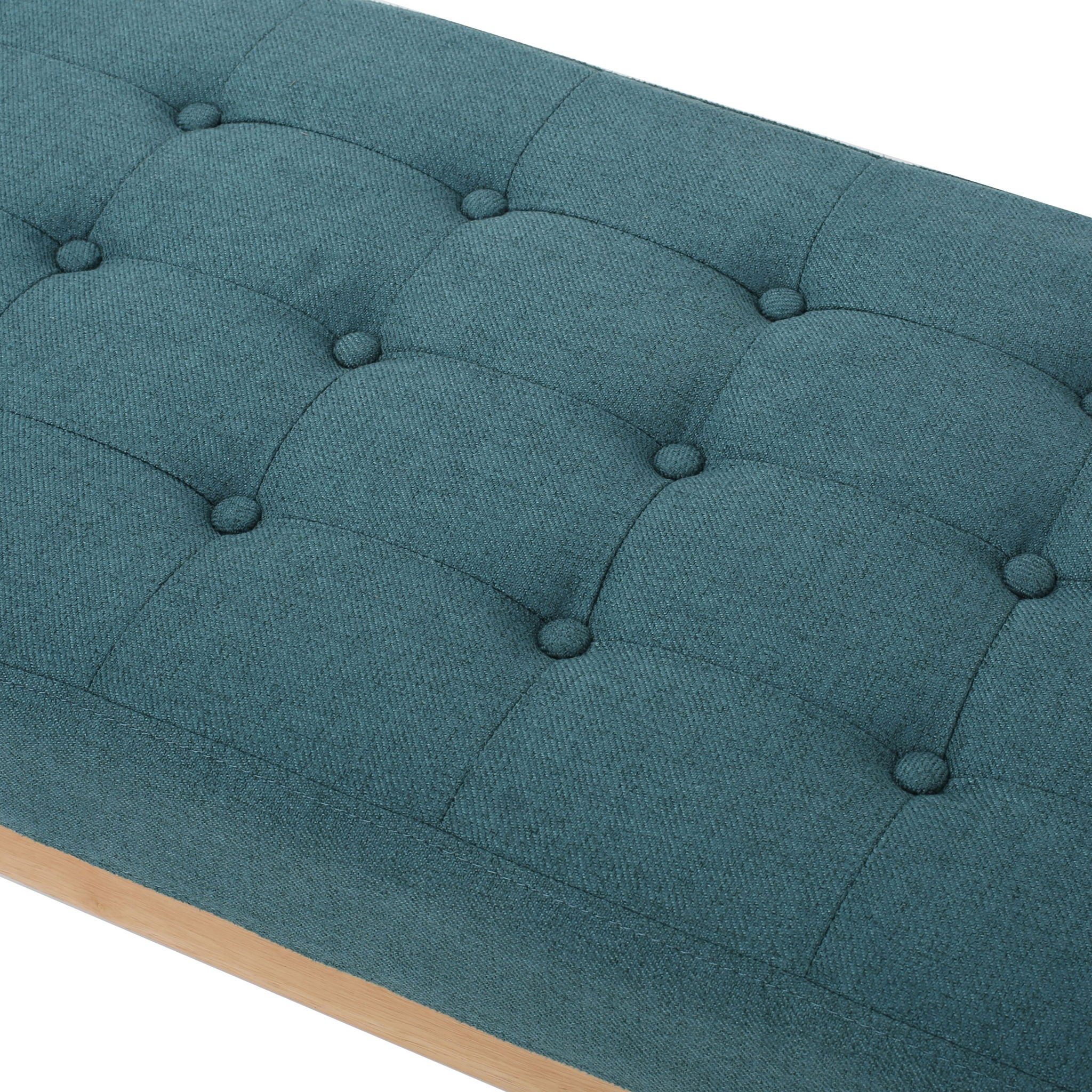 Vibratory - Button Tufted Upholstered Ottoman With Splayed Wooden Legs - Teal / Natural - Best Buy Furniture