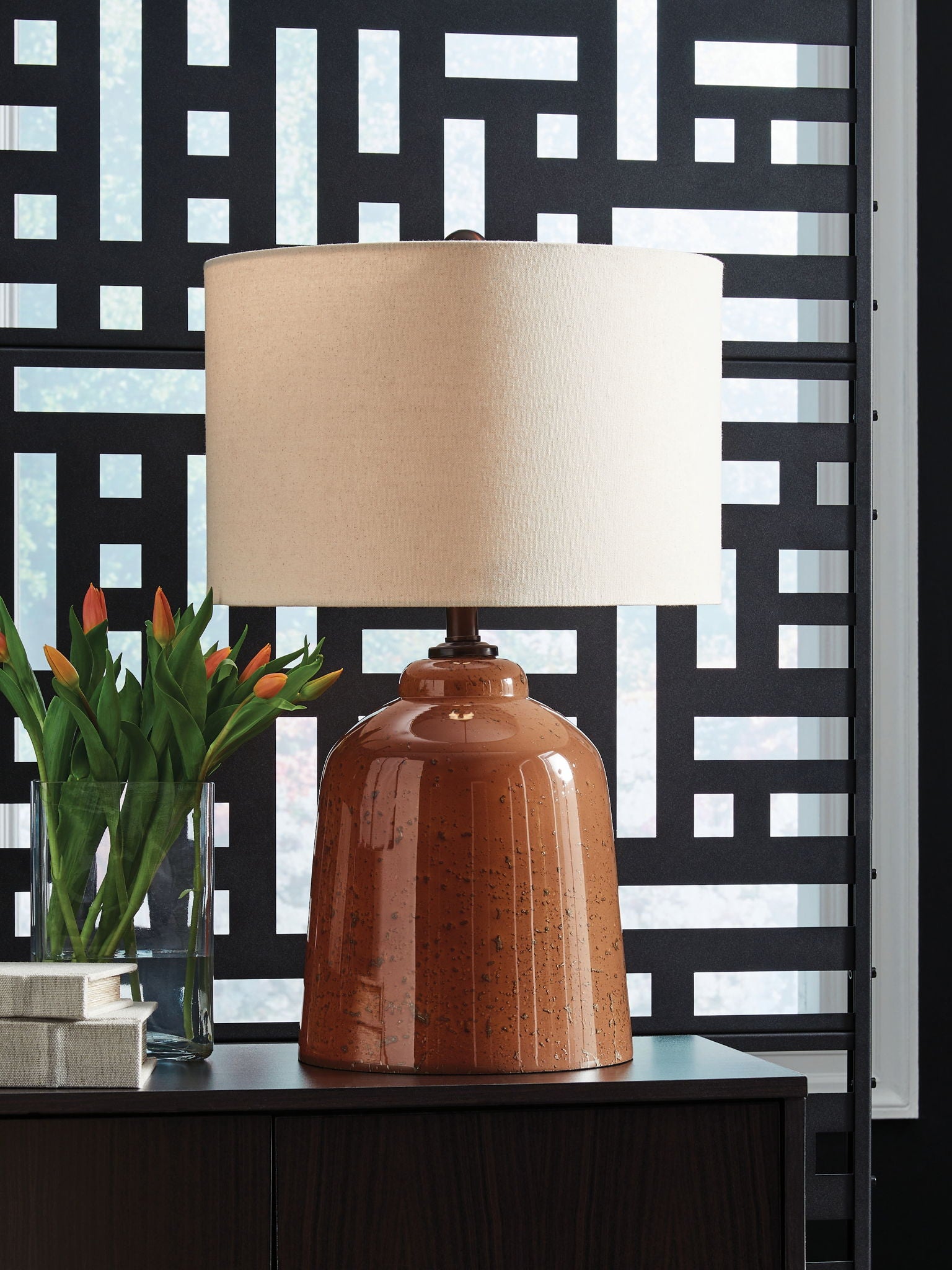 Aaleahya - Glass Table Lamp - Rust - Best Buy Furniture