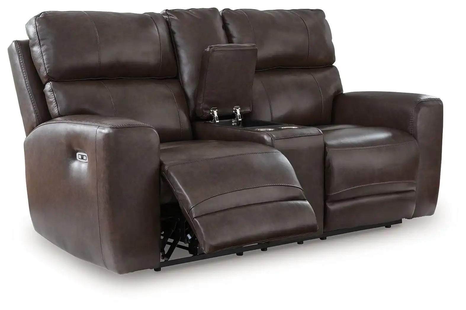 Crossplex - Power Reclining Loveseat / Console / Adjustable Headrest - Smoke - Best Buy Furniture