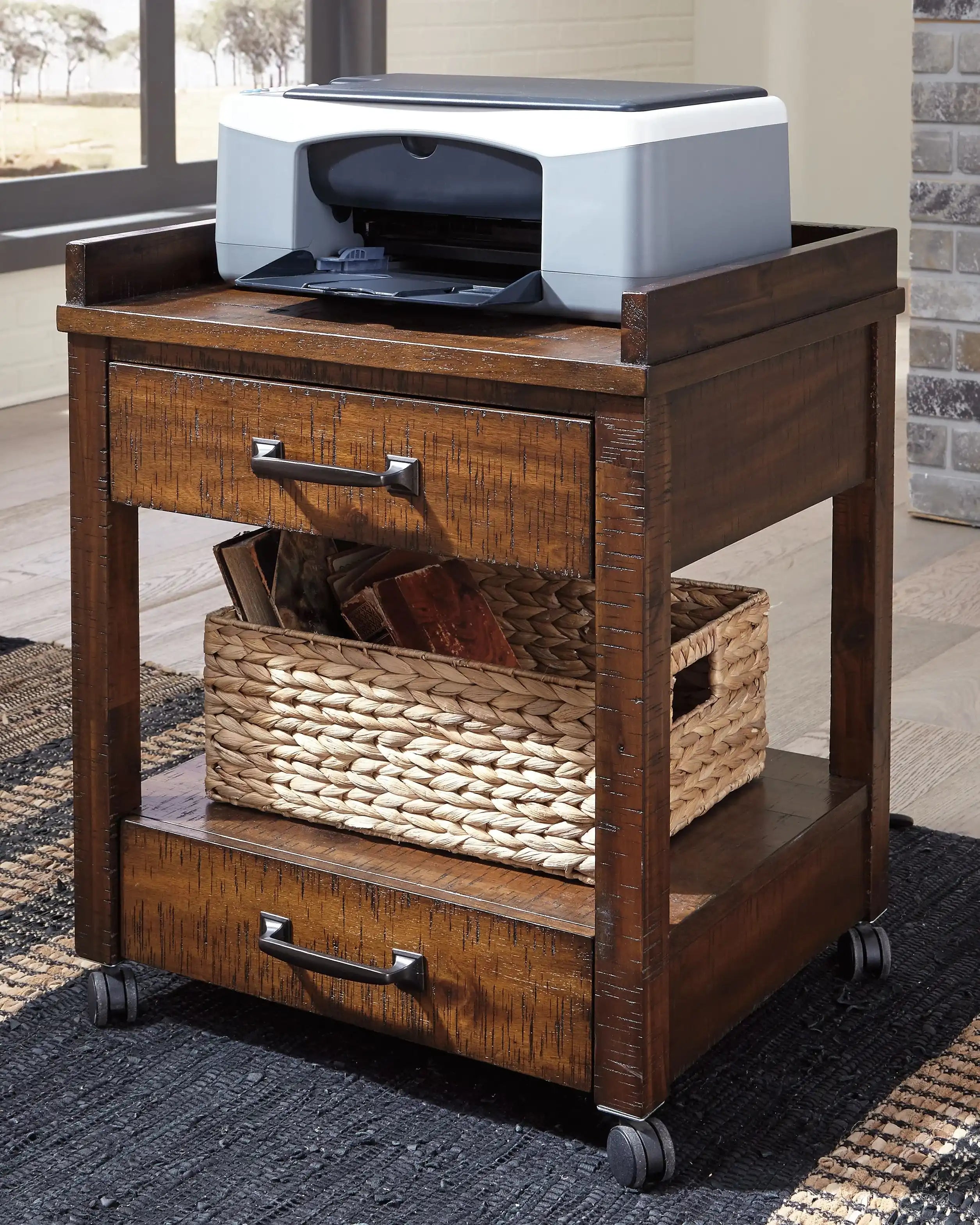 Baldridge - Printer Stand - Rustic Brown - Best Buy Furniture