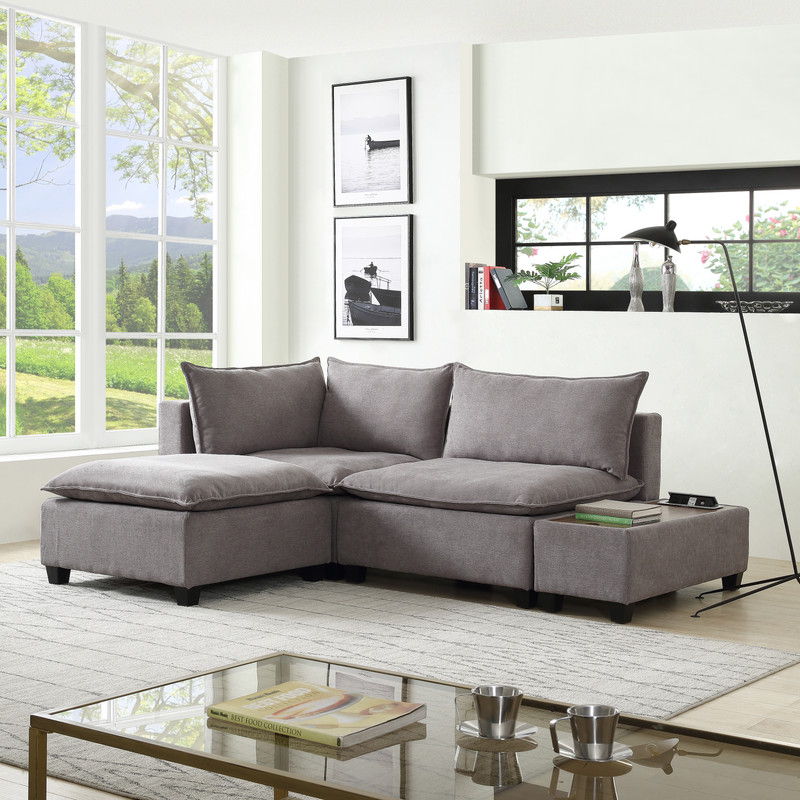 Madison - Fabric Reversible Sectional Sofa Ottoman - Best Buy Furniture