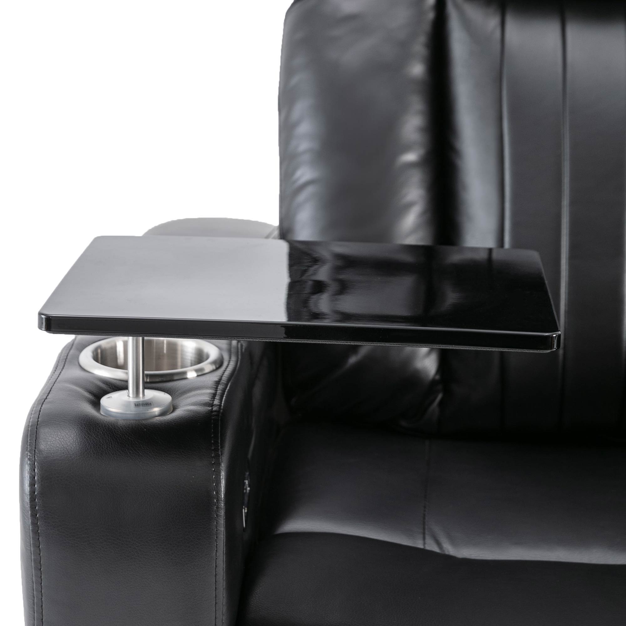Premium Power Recliner & Storage Arms, Cupholders, Swivel Tray Table And Cell Phone Stand - Black - Best Buy Furniture