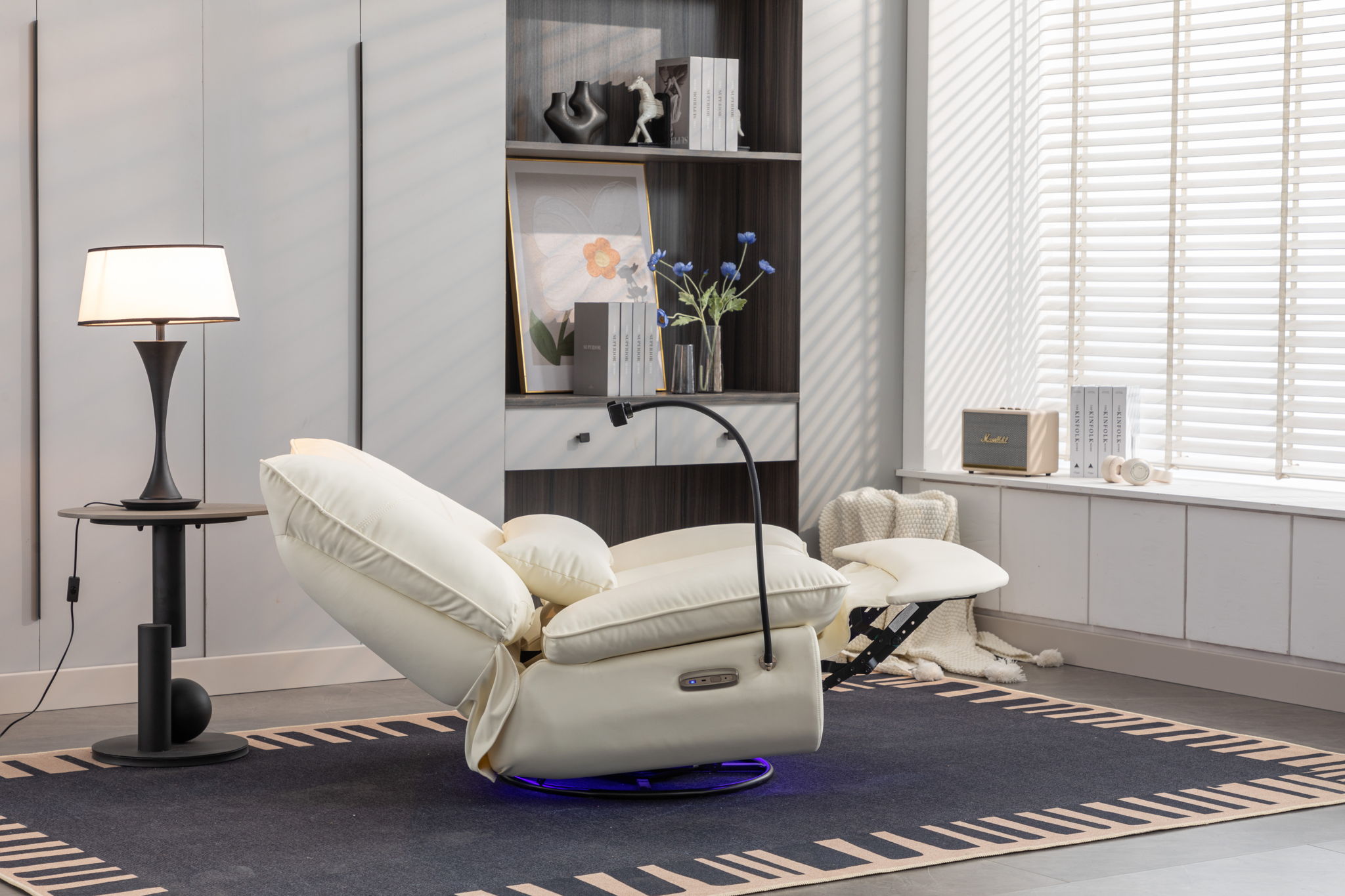 270 Swivel Glider Recliner Chair, Power Recliner Rocking Chair, USB Port Charge For Nursery Chair With Atmosphere Lamp For Living Room Bedroom Apartment - Best Buy Furniture