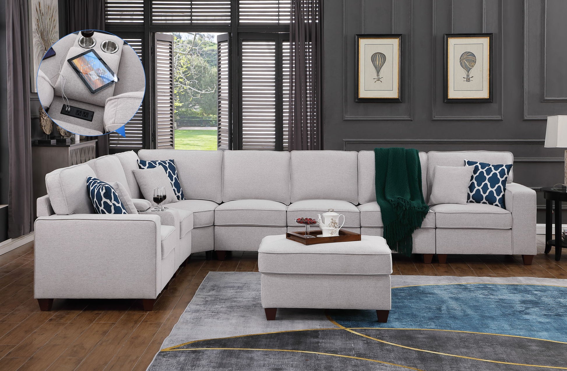 Jessica - Sectional Sofa With Ottoman - Light Gray - Best Buy Furniture