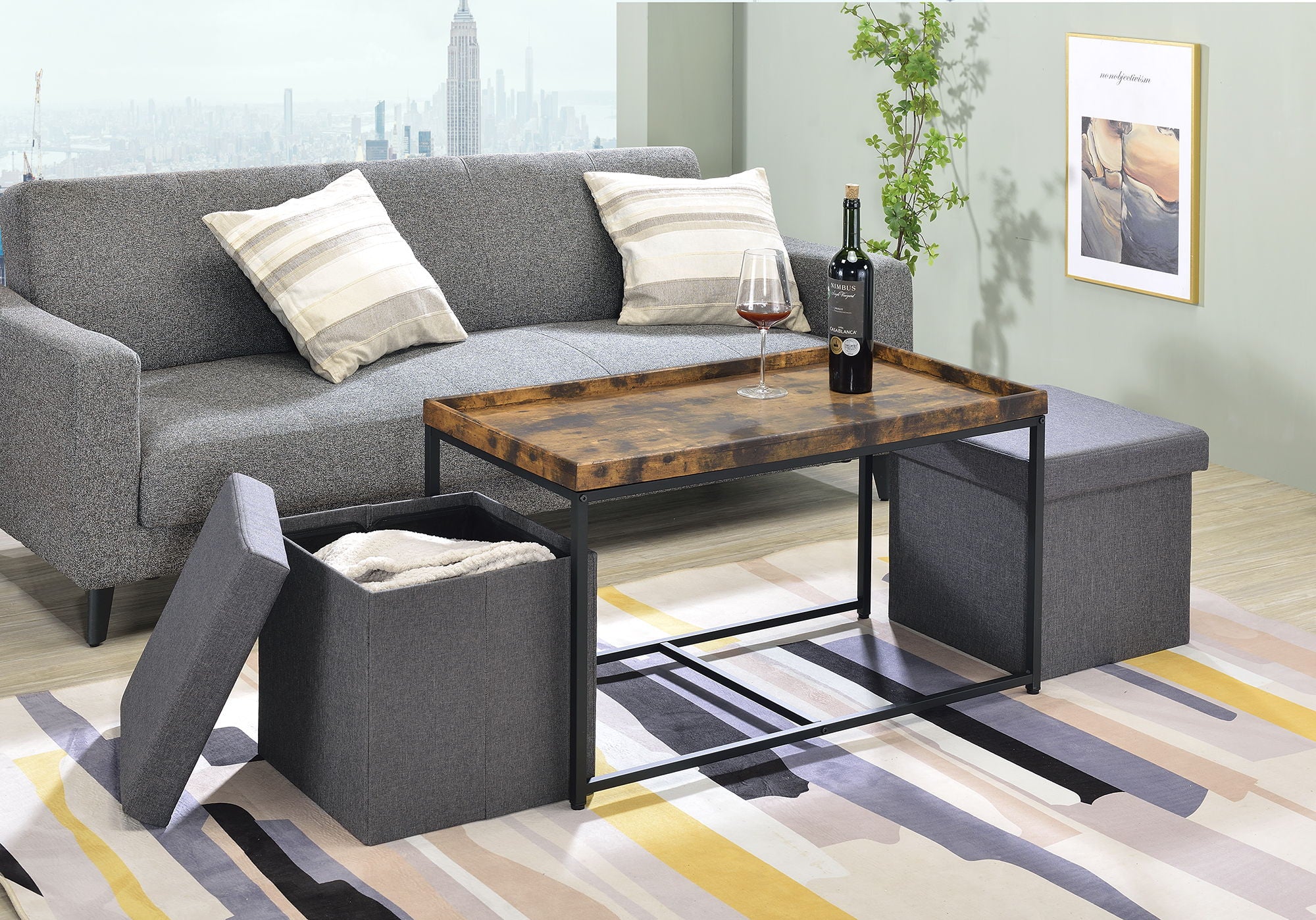 Monty - Wood Grain 3 Piece Coffee Table Set With Raised Edges (Set of 3) - Best Buy Furniture