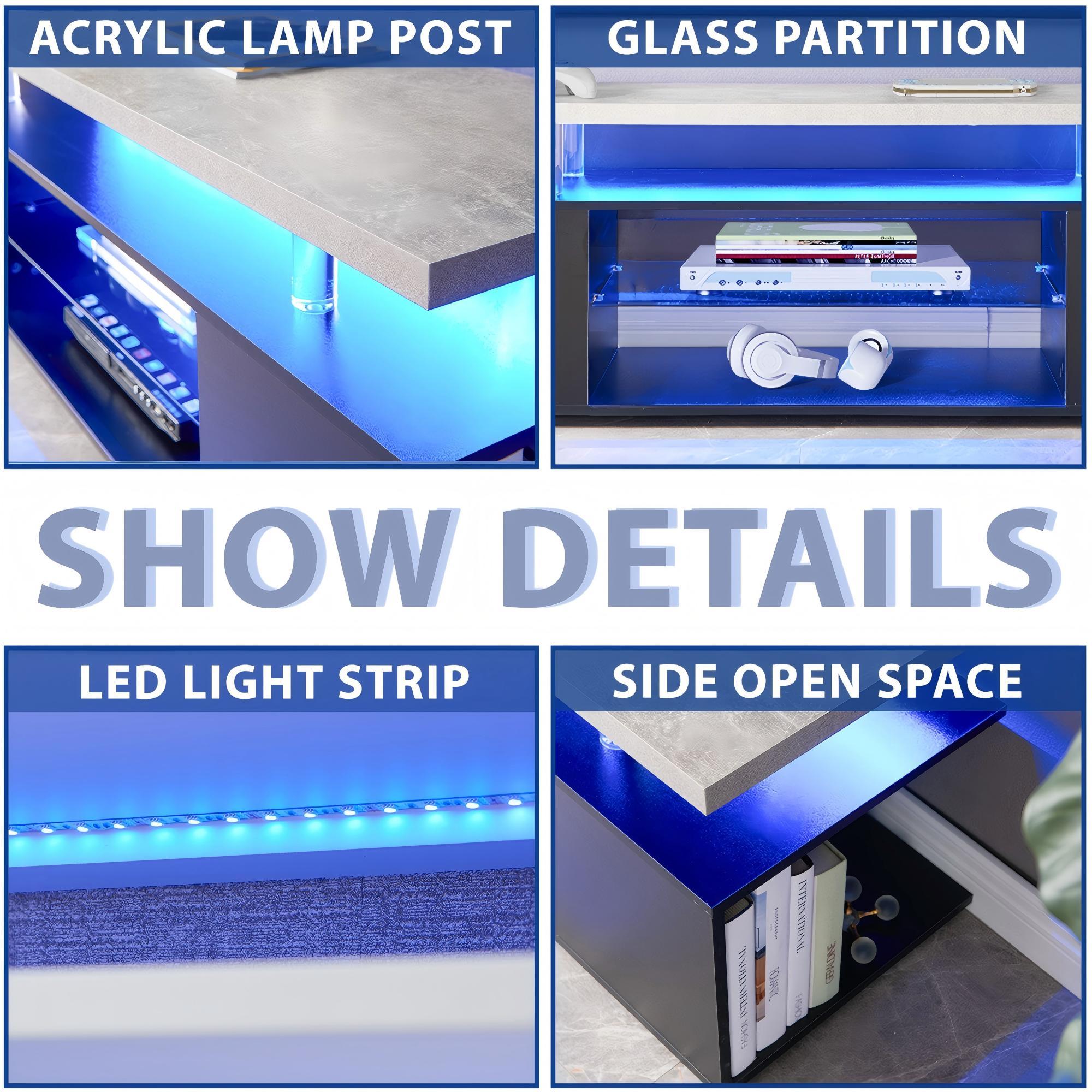 TV Stant With LED And Large Side Cabinet - Best Buy Furniture