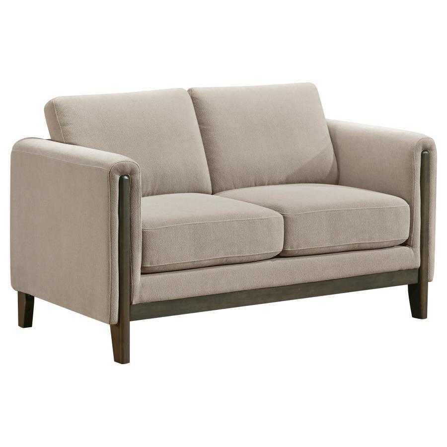 Islington - Fabric Upholstered Panel Arm Loveseat - Taupe - Best Buy Furniture