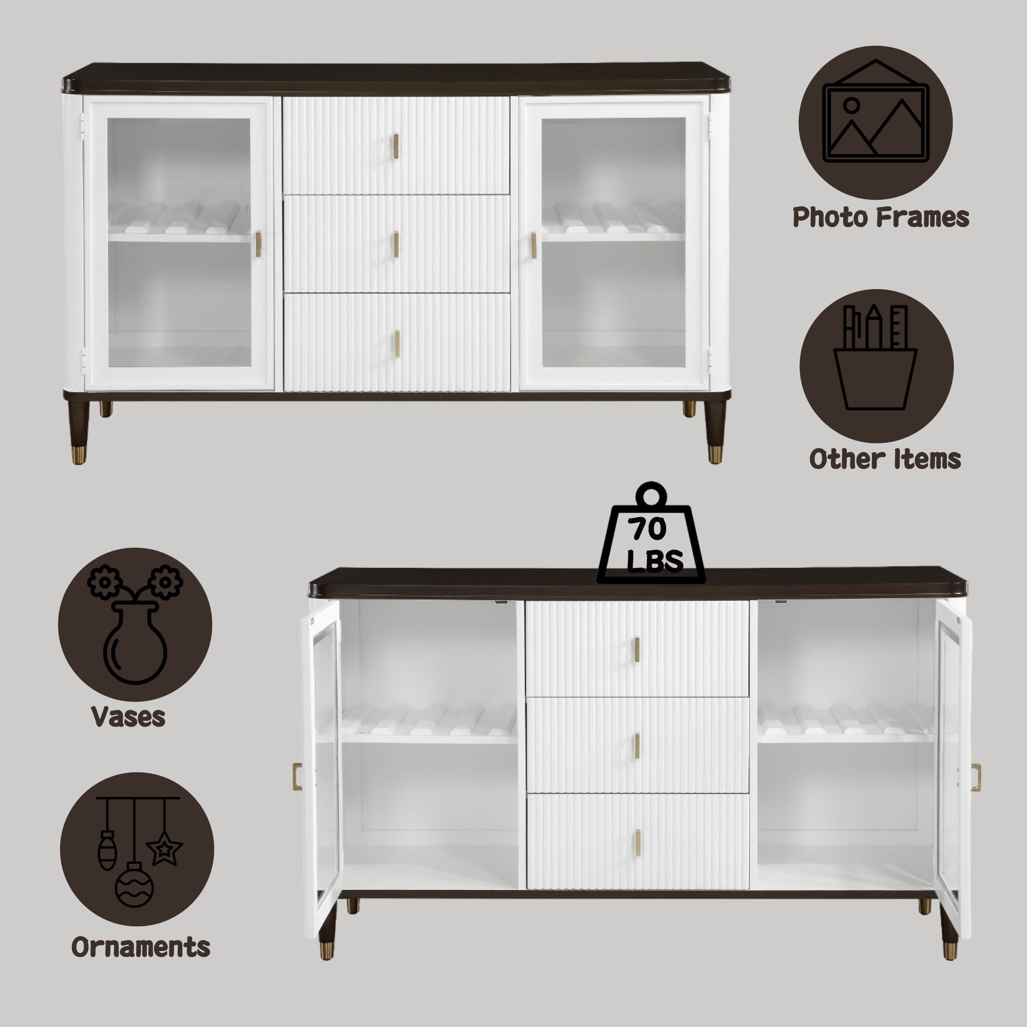 Carene - Server - Brown / White - Best Buy Furniture