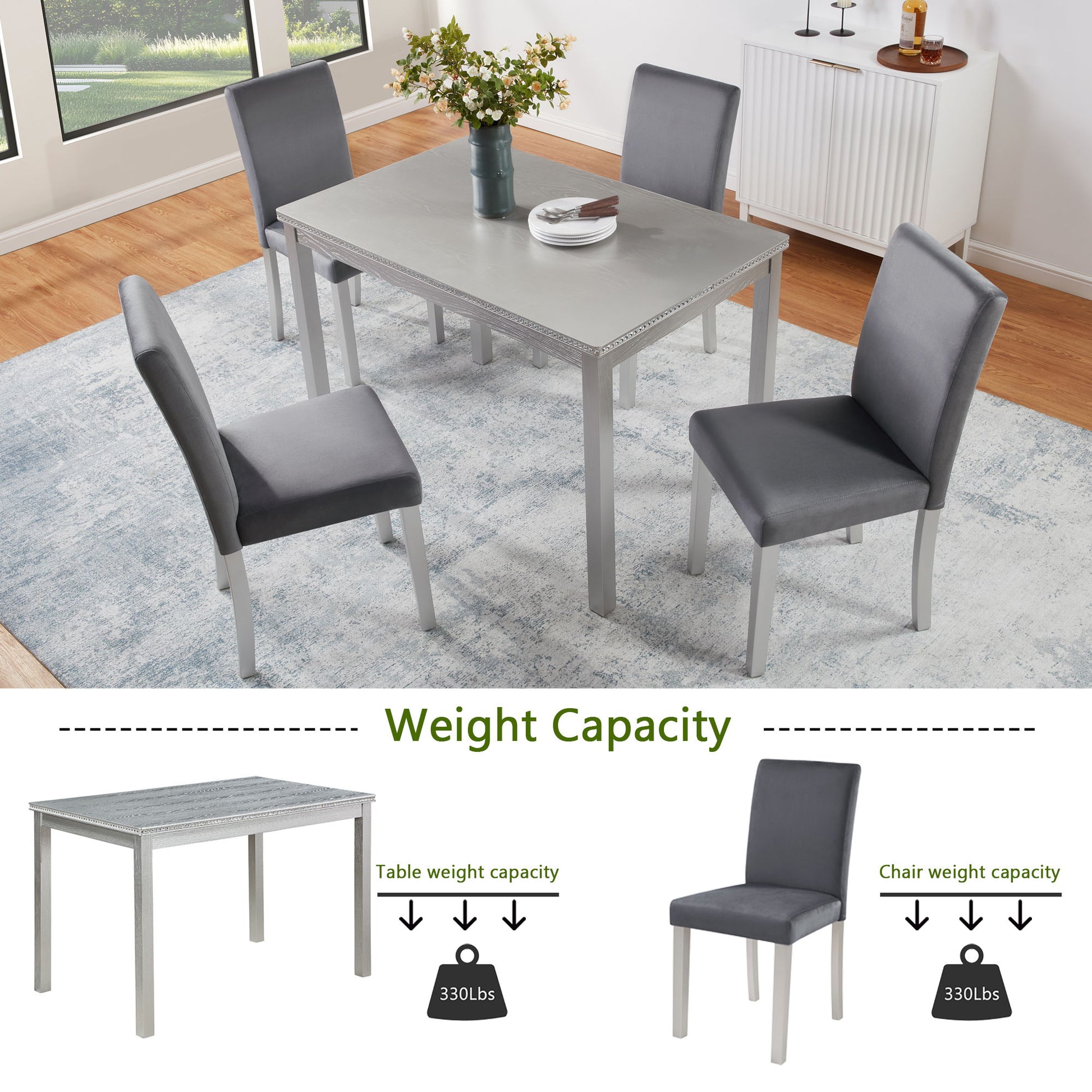 Dining Table Set, Table With A Rectangular Table And Upholstered Chairs - Best Buy Furniture