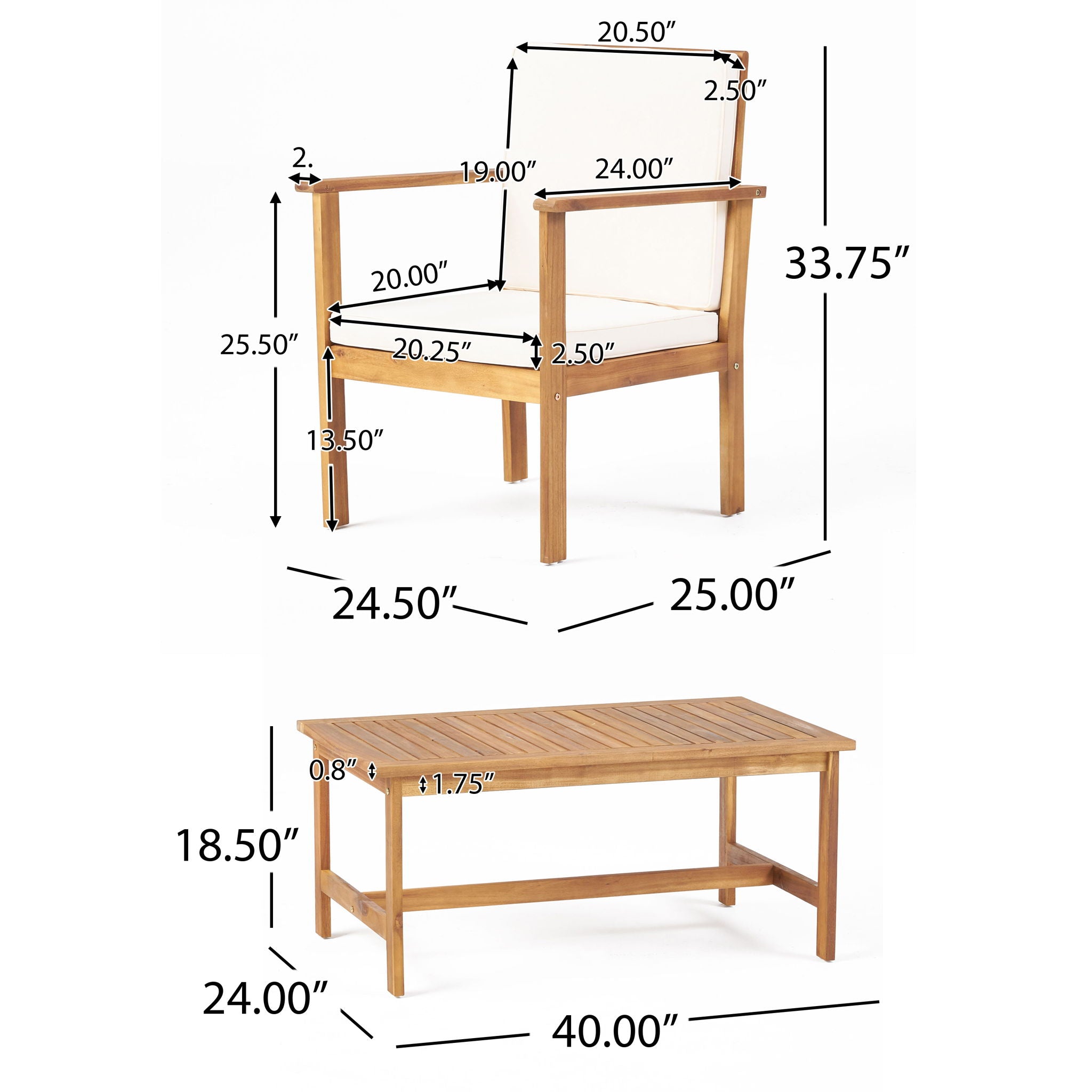 3 Piece Patio Set With Slatted Design, 2 Club Chairs And Coffee Table - Brown - Best Buy Furniture
