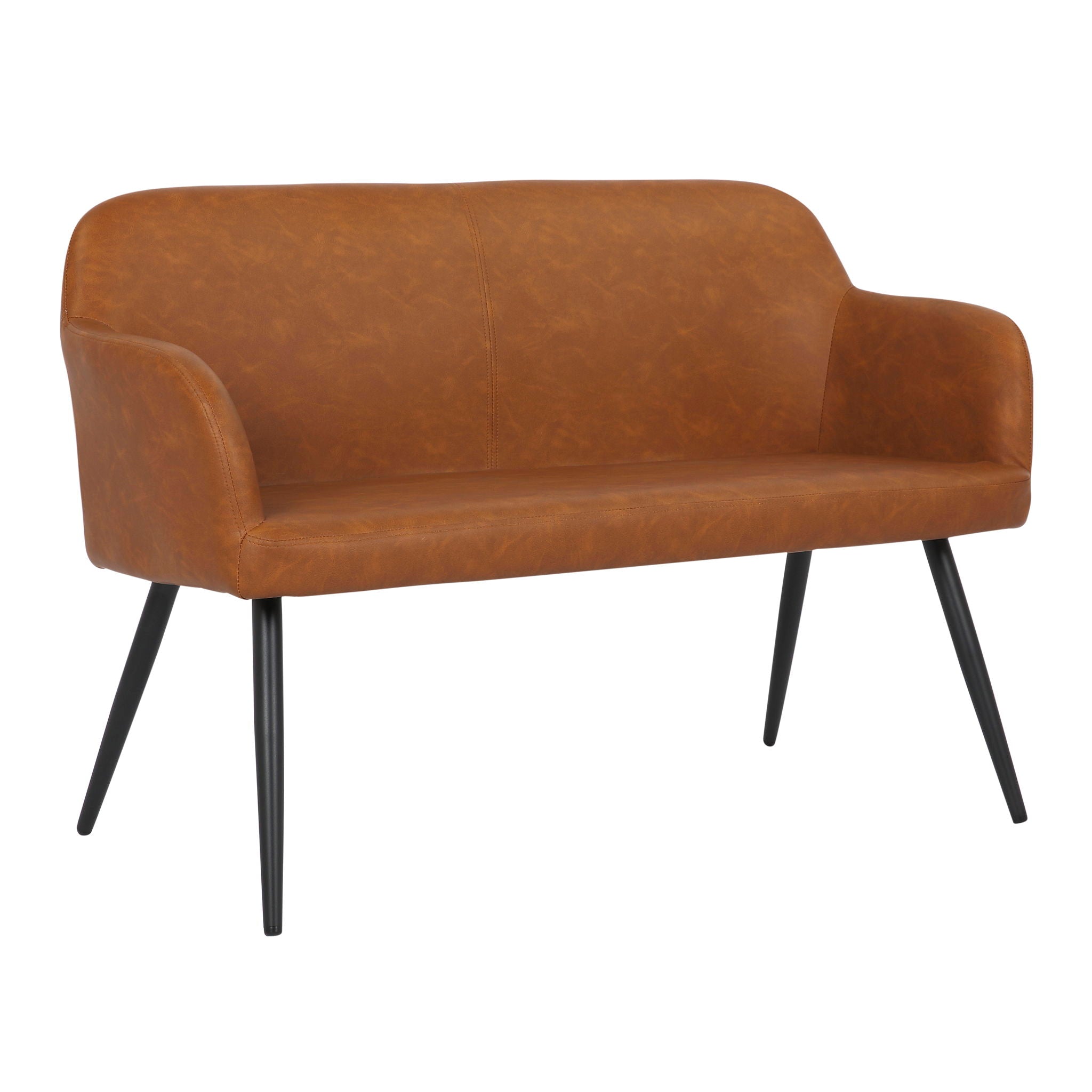 Daniella - Industrial High Back Bench - Black / Camel - Best Buy Furniture