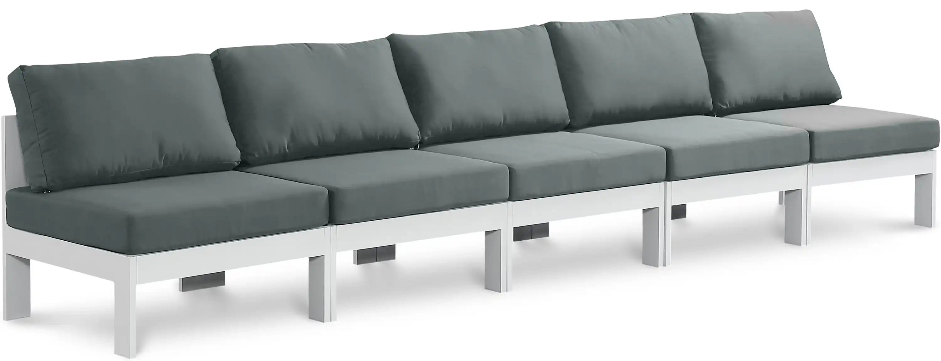 Nizuc - Outdoor Patio 5 Seat Modular Armless Sofa With White Frame - Best Buy Furniture