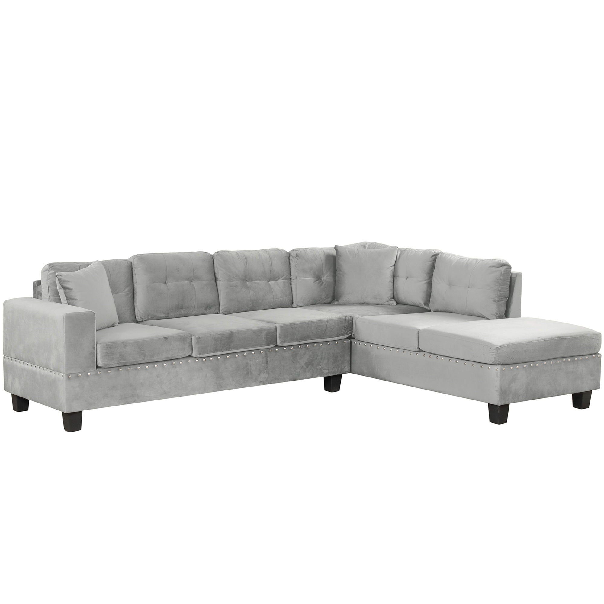 Modern Sectional Sofa With Storage Ottoman, L - Shape Couch With 2 Pillows And Cup Holders - Best Buy Furniture
