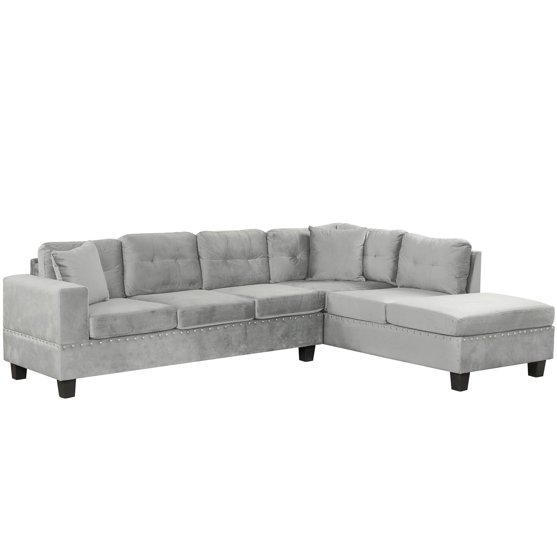 Modern Sectional Sofa With Storage Ottoman, L - Shape Couch With 2 Pillows And Cup Holders - Best Buy Furniture