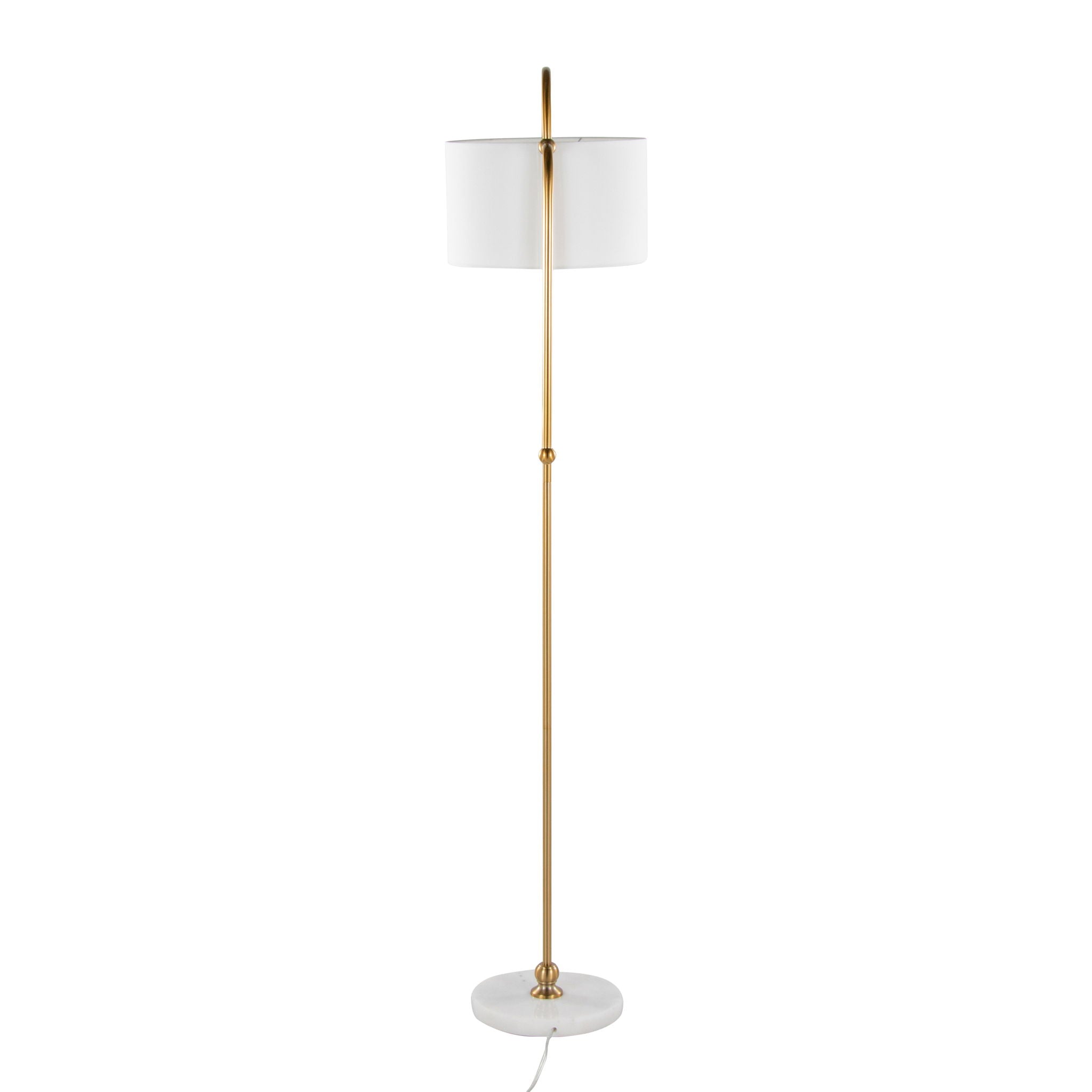 Leslie - Glam / Art Deco Floor Lamp - Gold / White - Best Buy Furniture