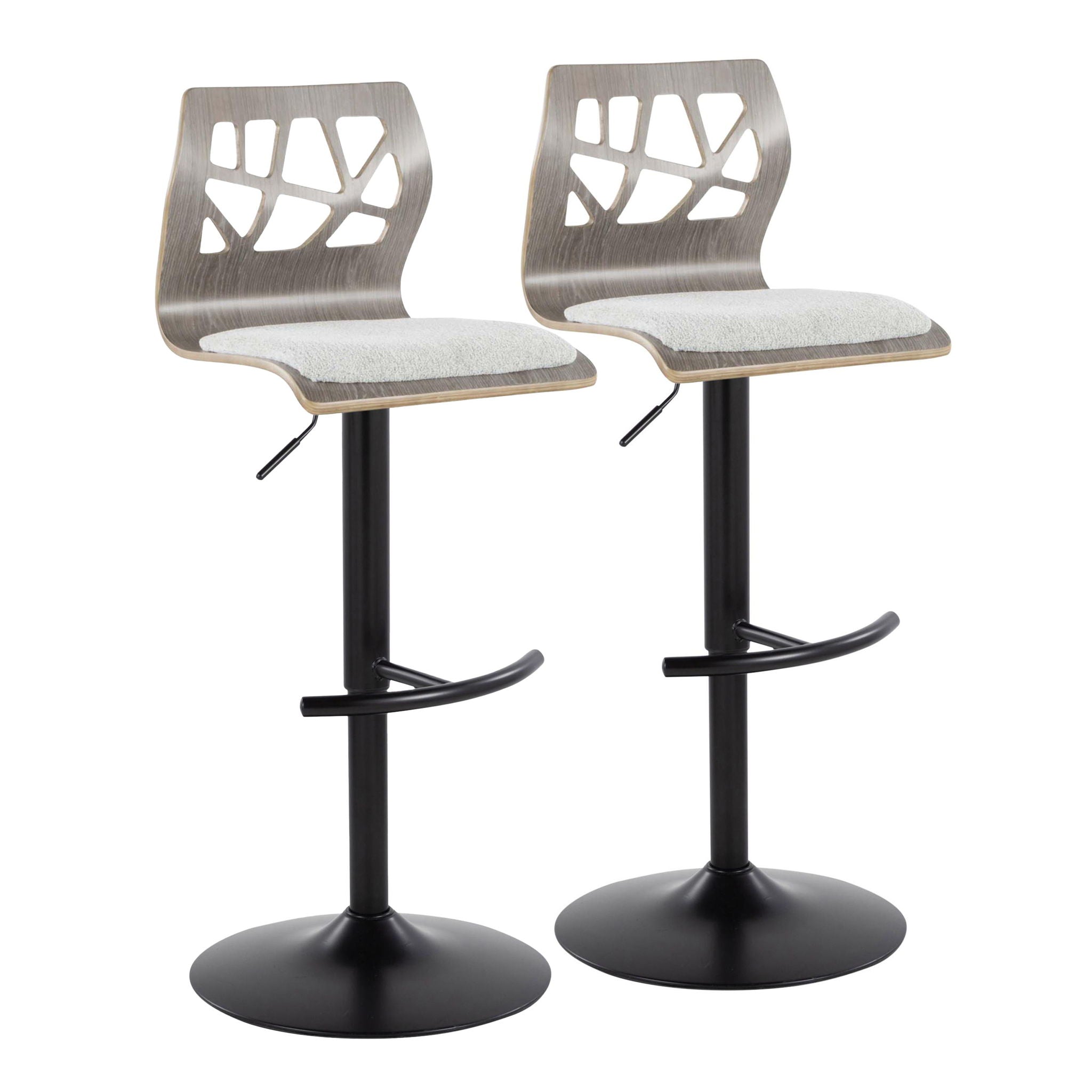 Folia - Contemporary Adjustable Barstool With Swivel With Rounded T Footrest (Set of 2) - Best Buy Furniture