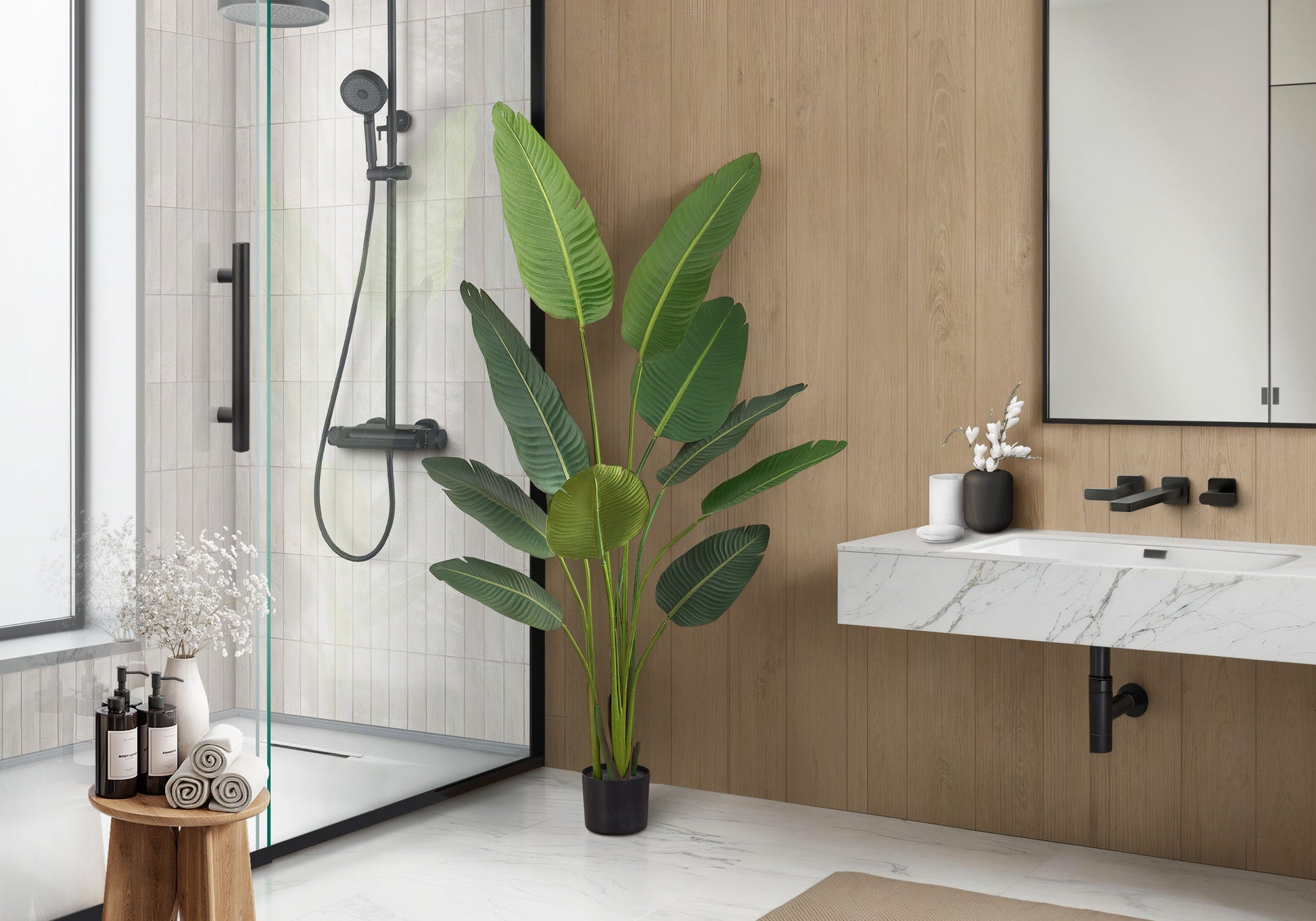60" Tall, Artificial Plant, Bird Of Paradise Tree, Indoor, Faux, Fake, Floor, Greenery, Potted, Decorative - Green / Black - Best Buy Furniture