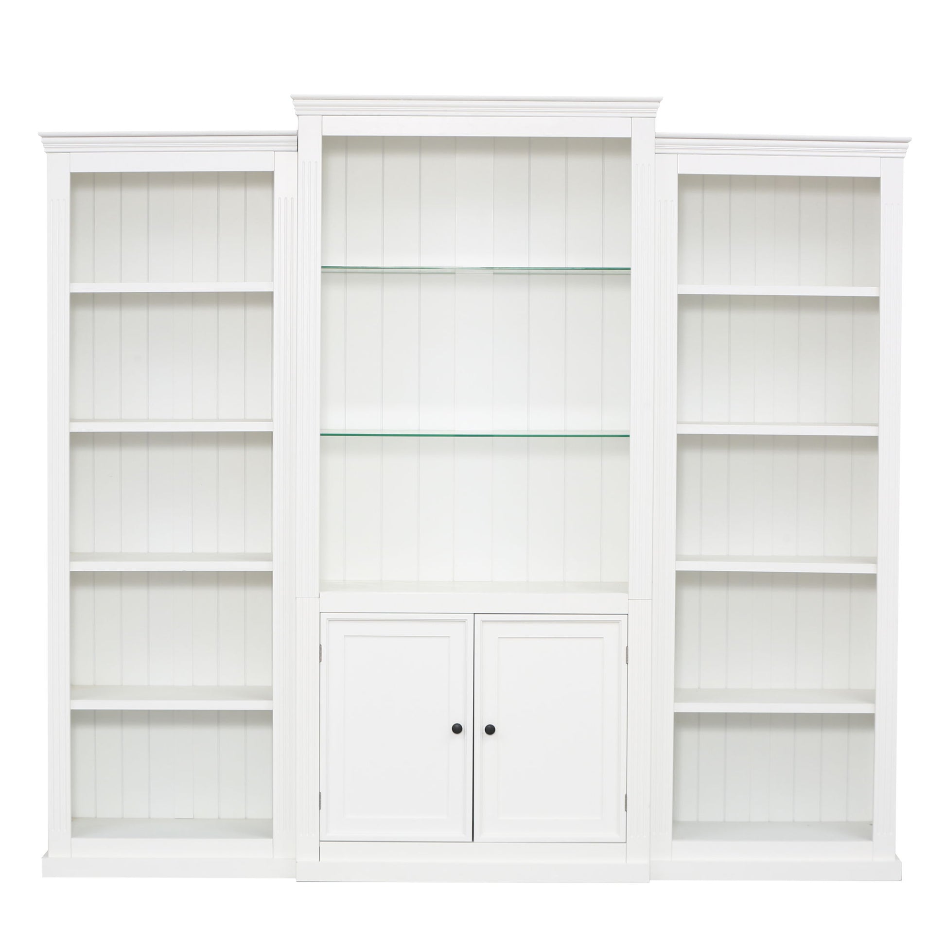 Retro Style 3 Piece Bookcase Display Cabinet With Adjustable LED Lighting, Tempered Glass Shelves - White - Best Buy Furniture